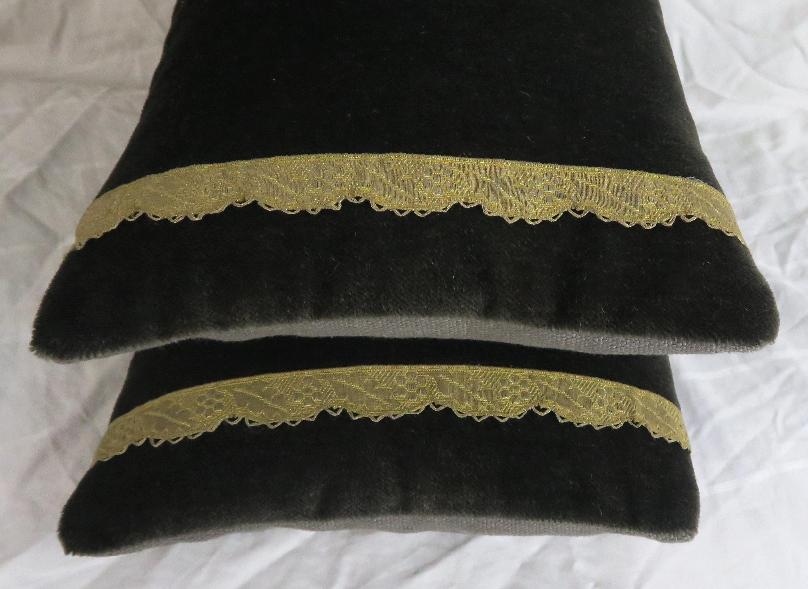 Contemporary Umber Velvet Appliqued Pillows, Pair