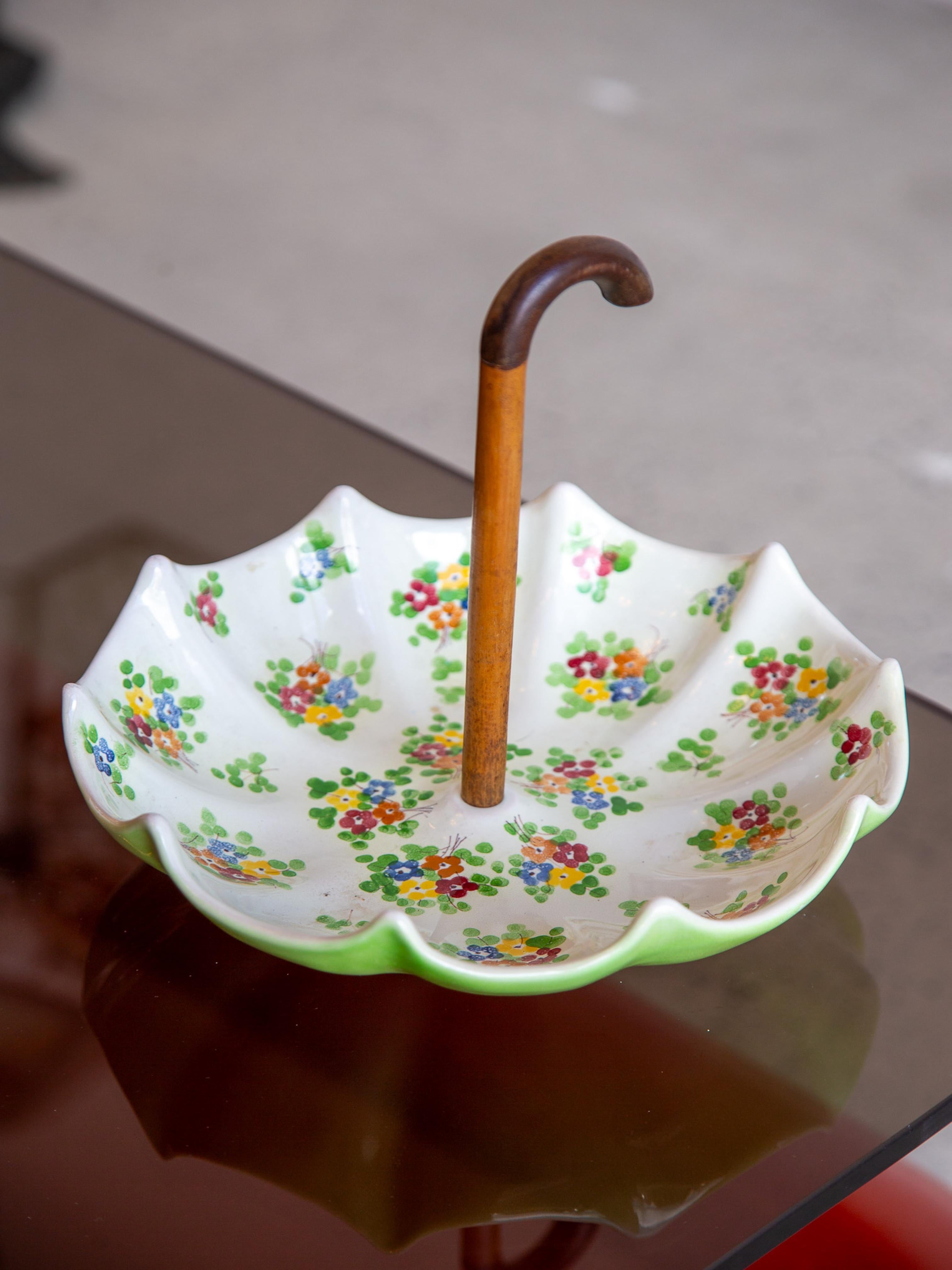 Mid-Century moderno Piatto per ombrelli in ceramica dipinto a mano Umbertide in vendita