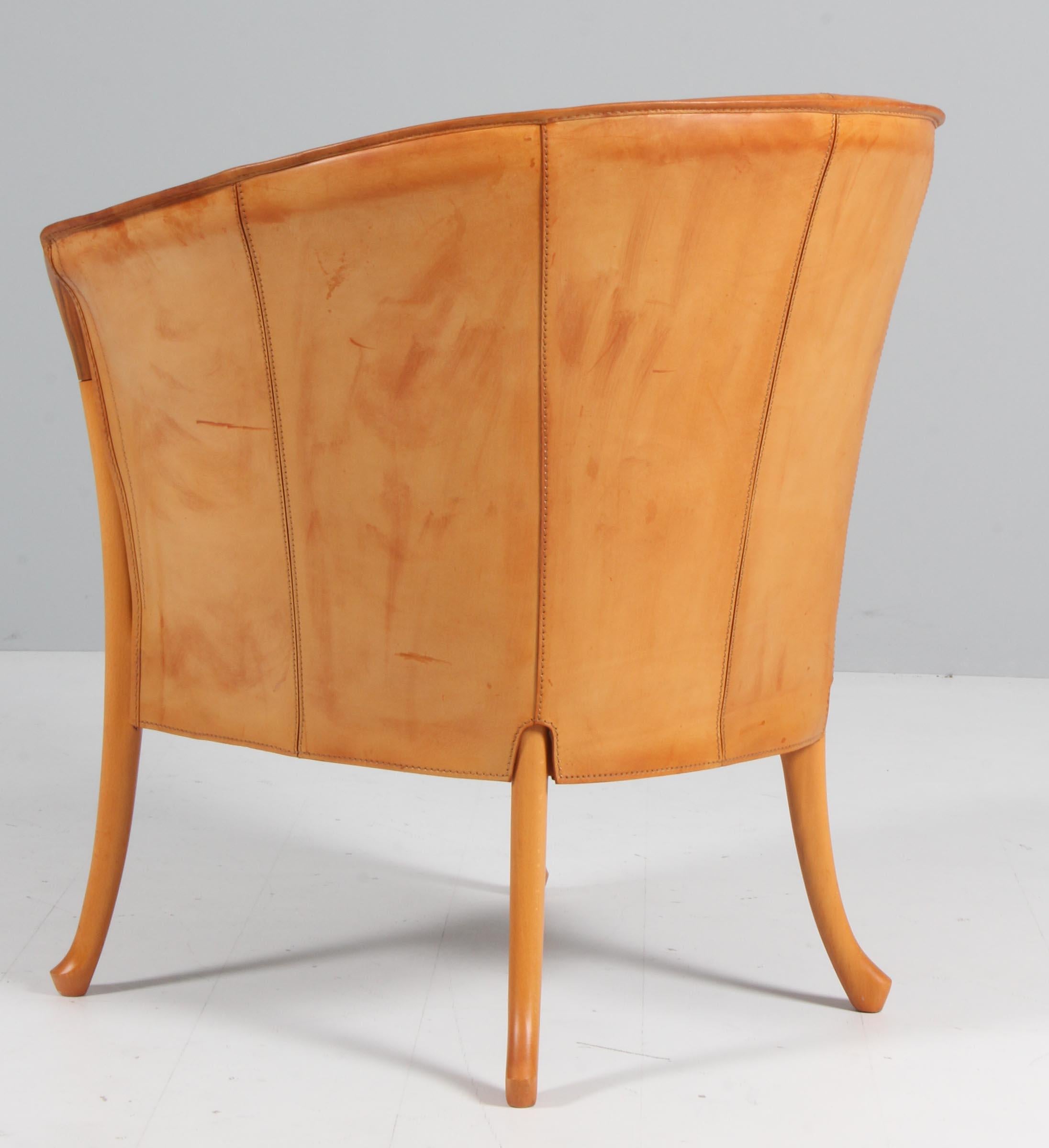 Umberto Asnago for Giorgetti lounge chair in saddle leather 1