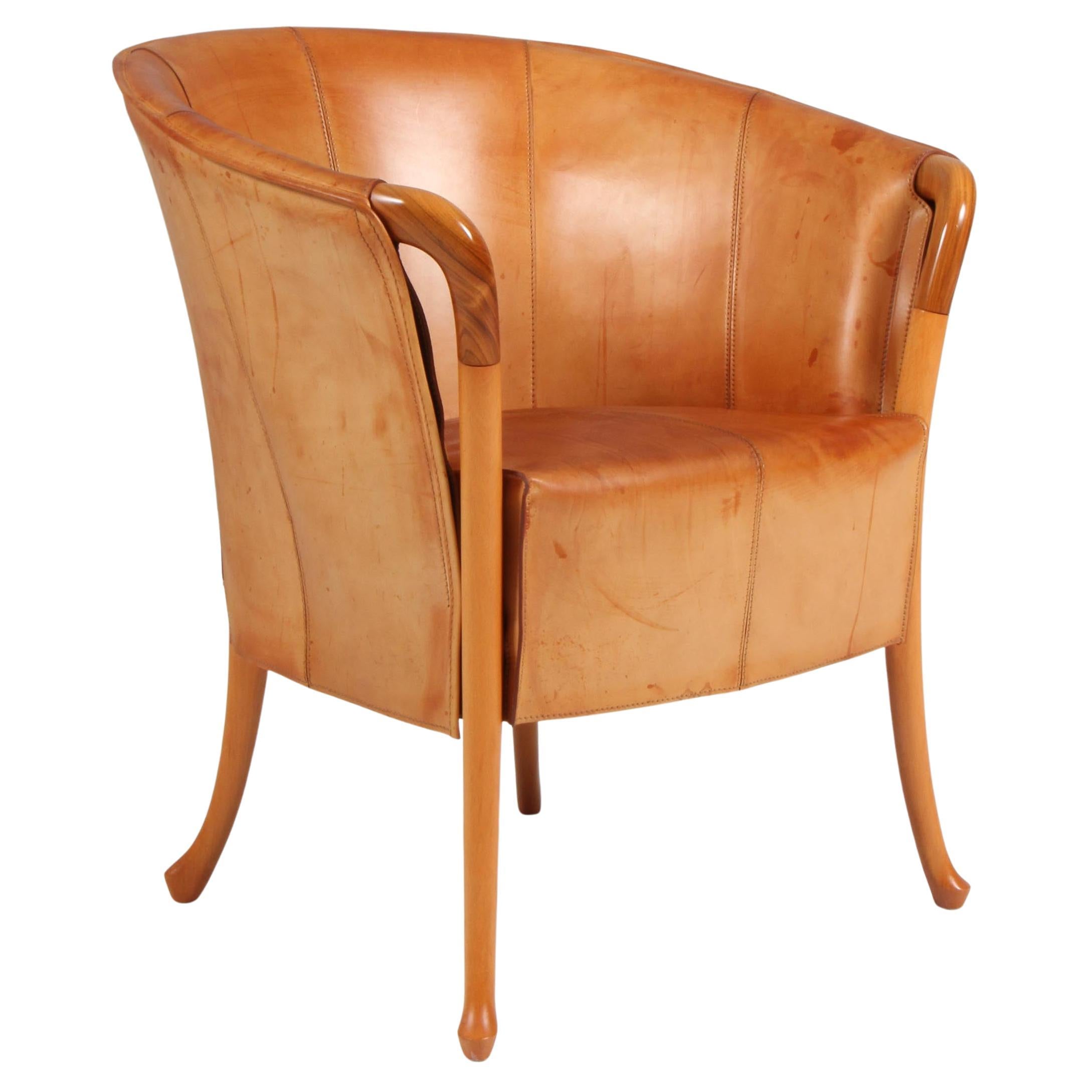 Umberto Asnago for Giorgetti lounge chair in saddle leather
