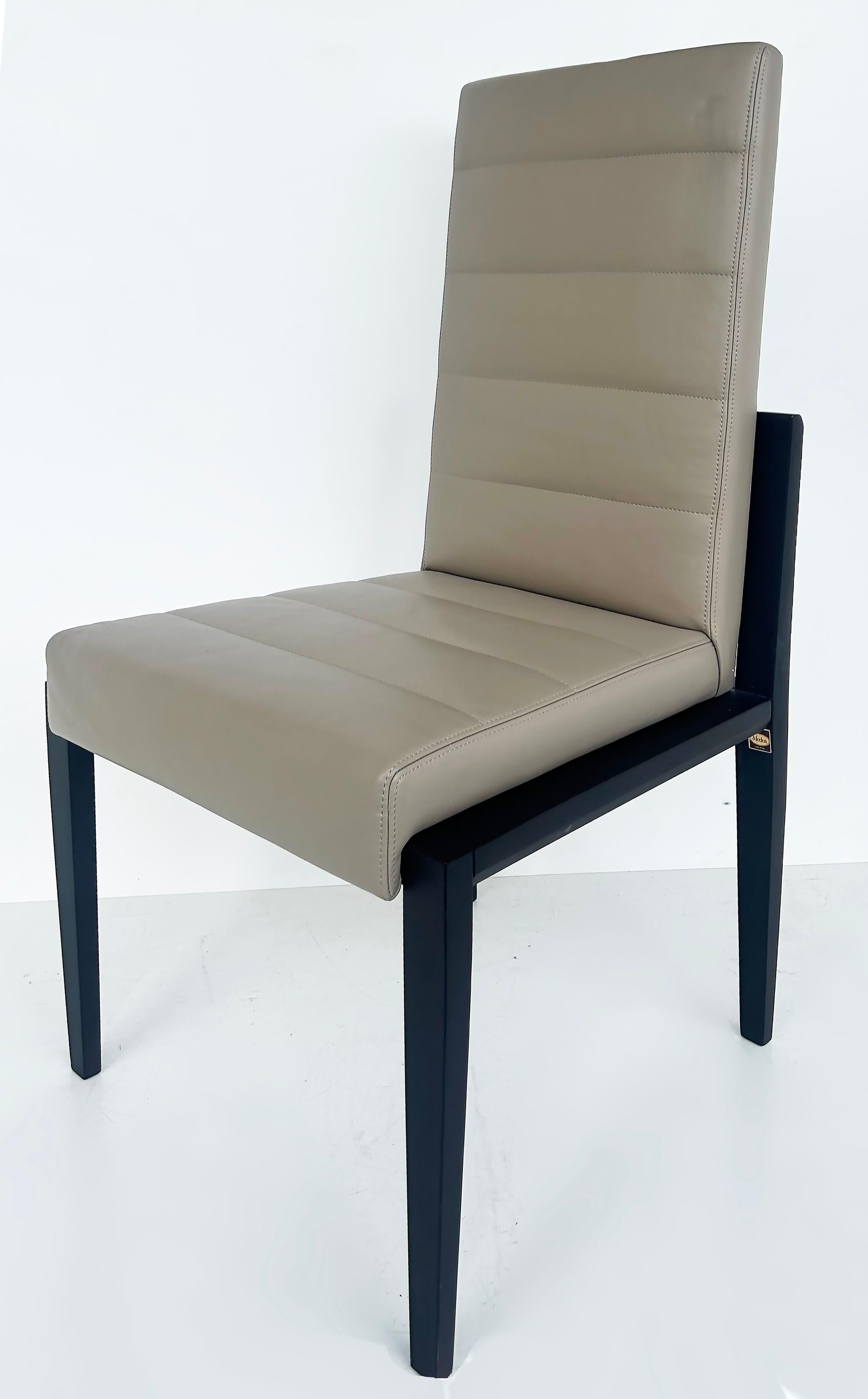 Umberto Asnago for Mobilidea Italian Leather/Oak Tall Chairs, Pair For Sale 4
