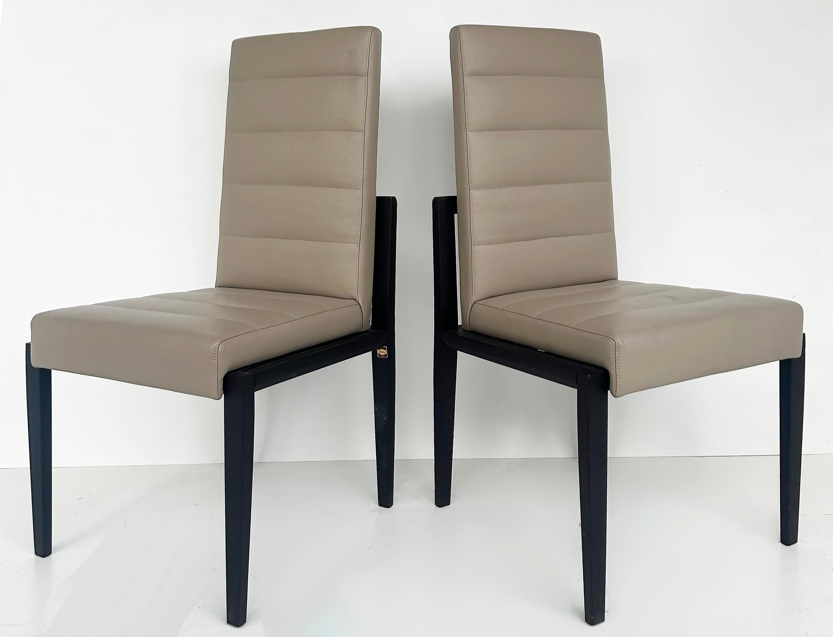 Umberto Asnago for Mobilidea Italian Leather/Oak Tall Chairs, Pair   For Sale 5