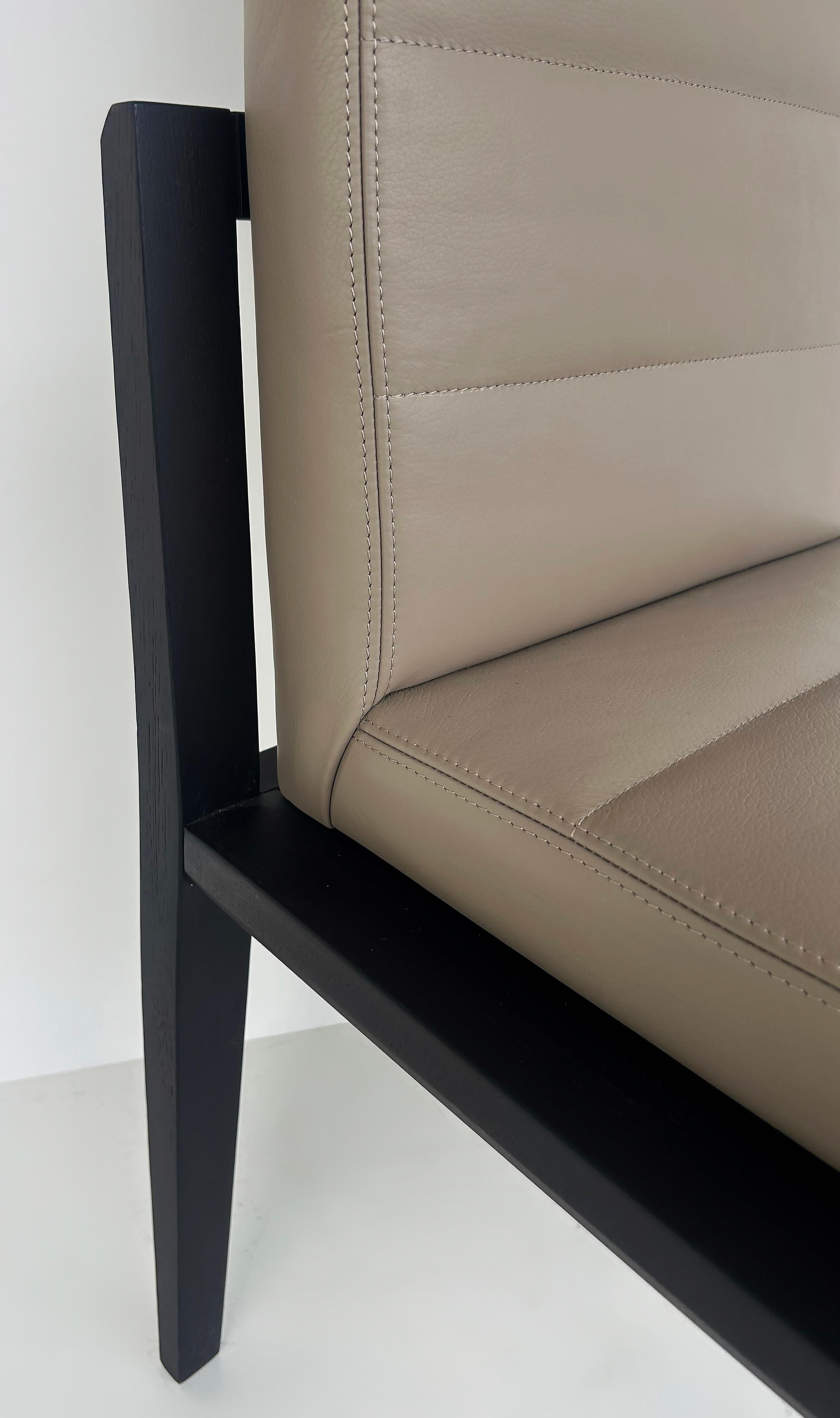 Umberto Asnago for Mobilidea Italian Leather/Oak Tall Chairs, Pair For Sale 6