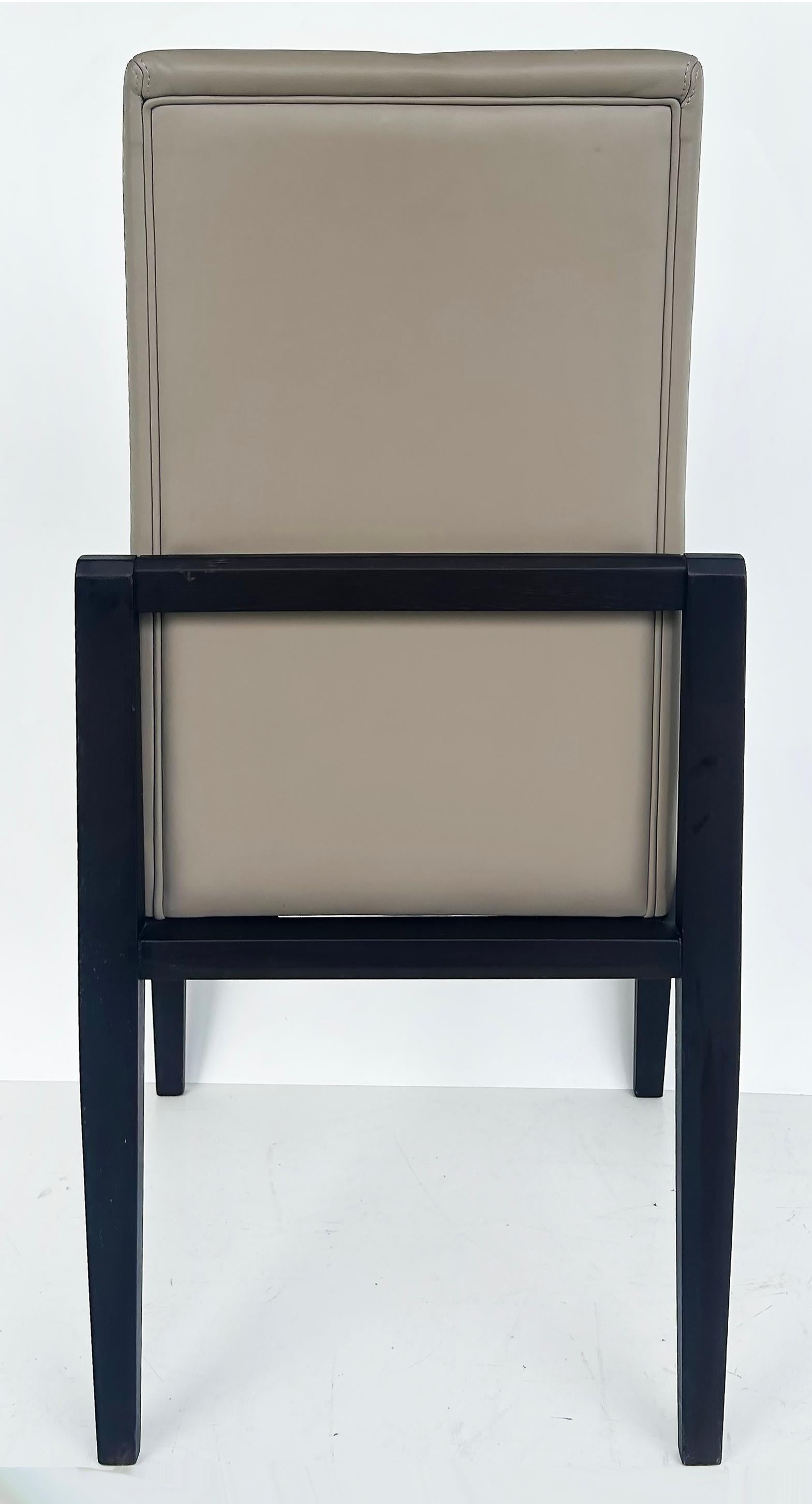 Umberto Asnago for Mobilidea Italian Leather/Oak Tall Chairs, Pair For Sale 1