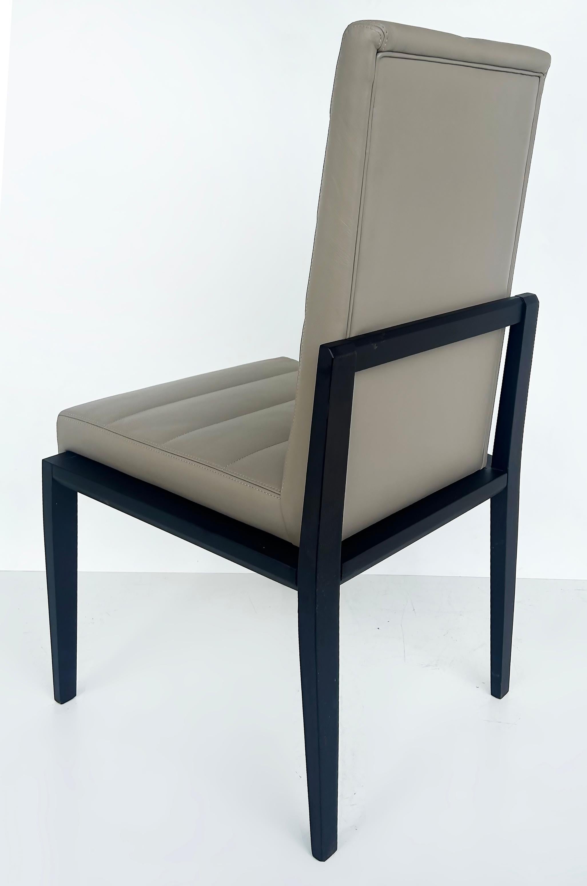 Umberto Asnago for Mobilidea Italian Leather/Oak Tall Chairs, Pair For Sale 2