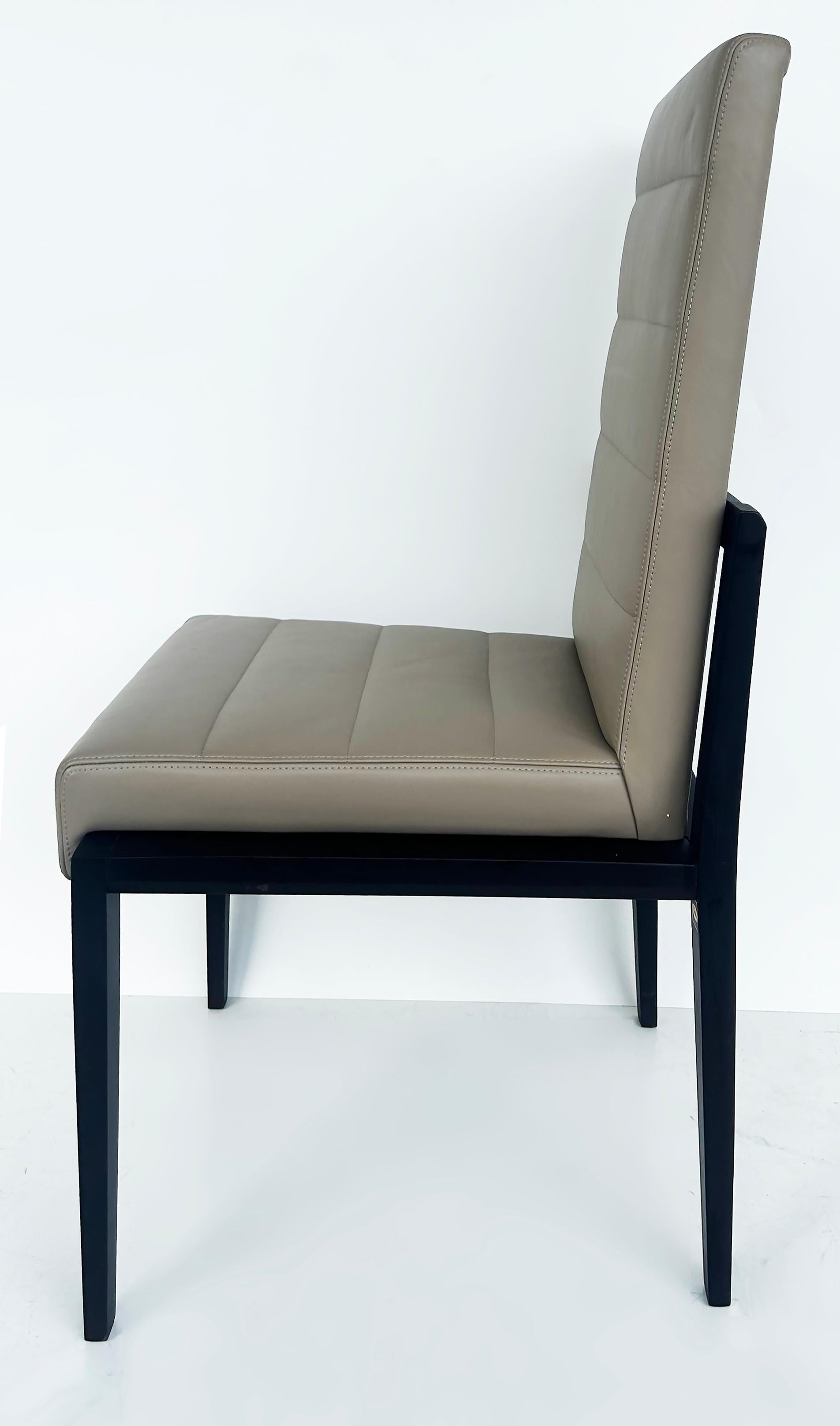 Umberto Asnago for Mobilidea Italian Leather/Oak Tall Chairs, Pair For Sale 3