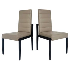 Umberto Asnago for Mobilidea Italian Leather/Oak Tall Chairs, Pair  