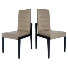 Umberto Asnago for Mobilidea Italian Leather/Oak Tall Chairs, Pair
