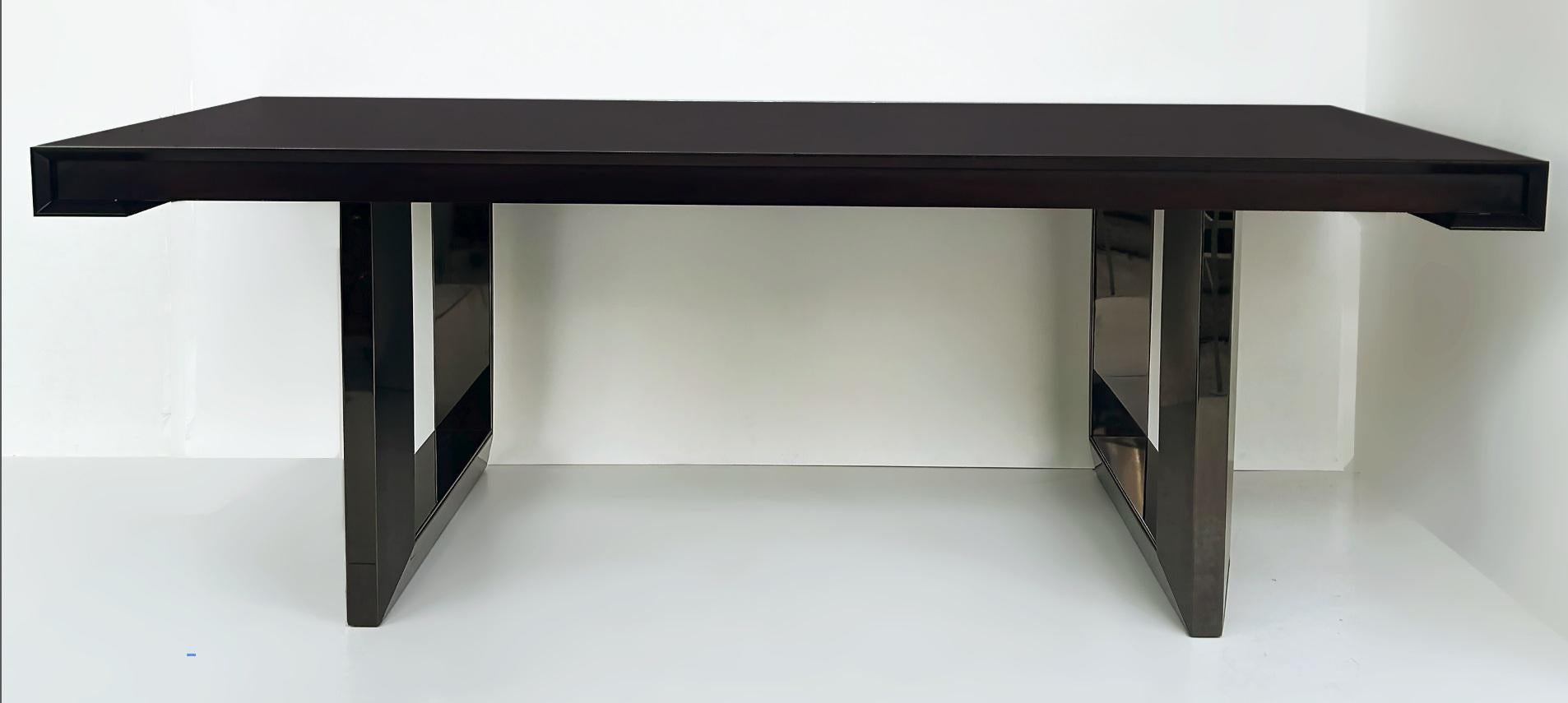 Métal Table de salle à manger Umberto Asnago Mobilidea, bois de palissandre et garniture en métal à canon, Italie en vente
