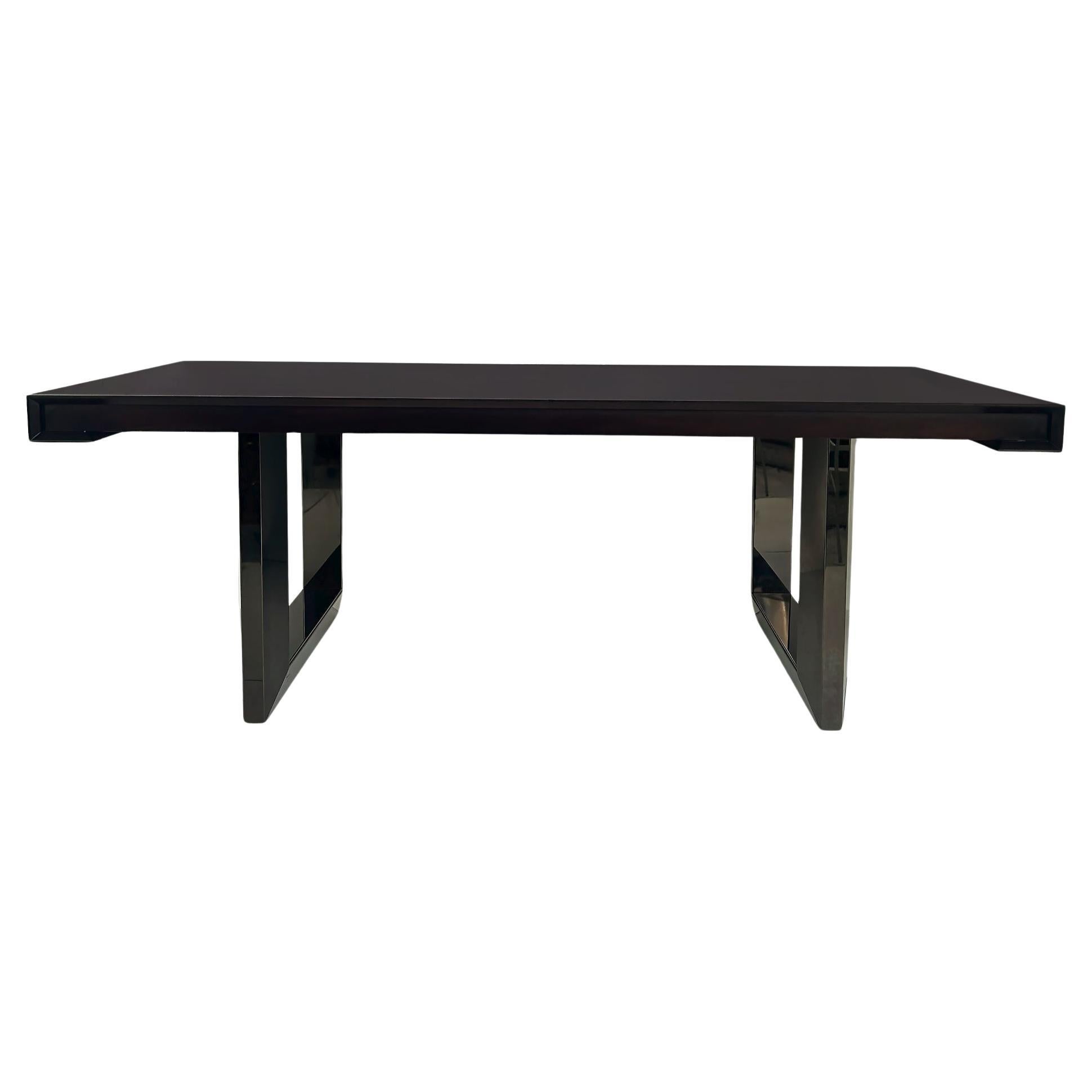 Table de salle à manger Umberto Asnago Mobilidea, bois de palissandre et garniture en métal à canon, Italie