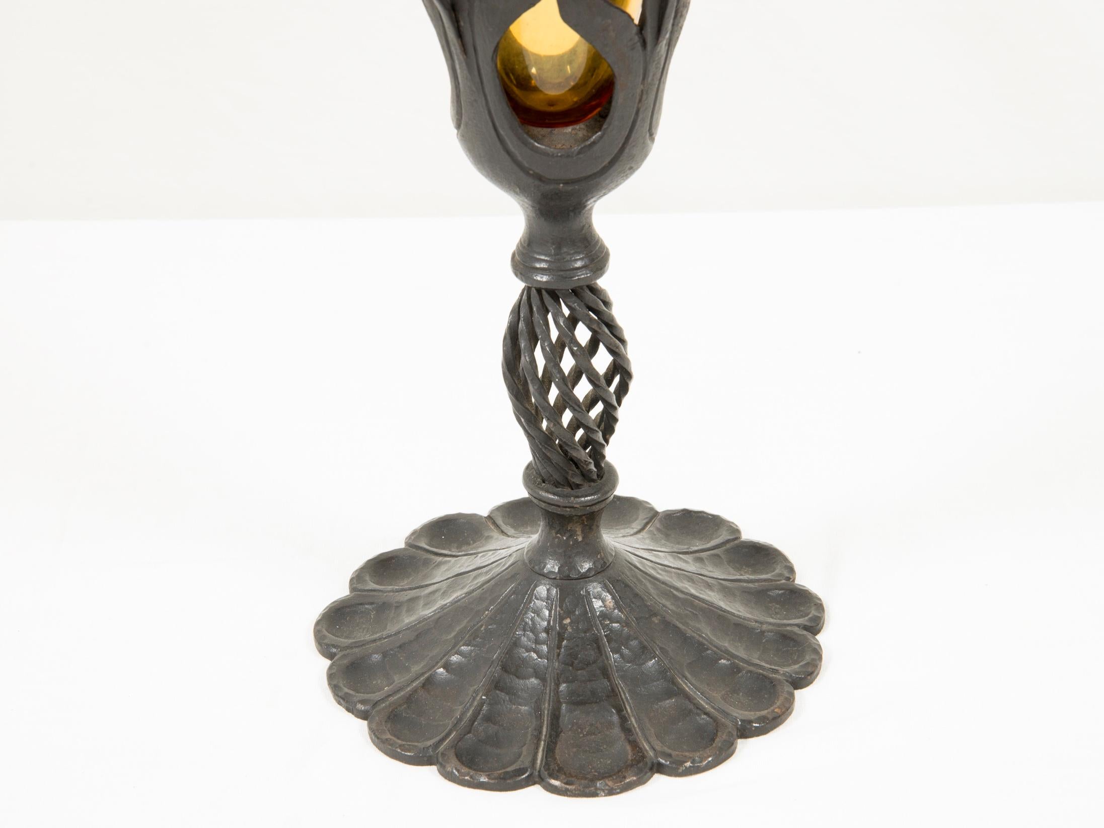 Umberto Bellotto, Vase in Blown Glass and Wrought Iron, circa 1910 In Excellent Condition For Sale In Paris, FR