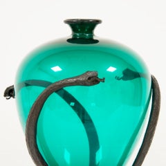 Umberto Bellotto, Vase with Snakes in Wrought Iron and Glass, circa 1920