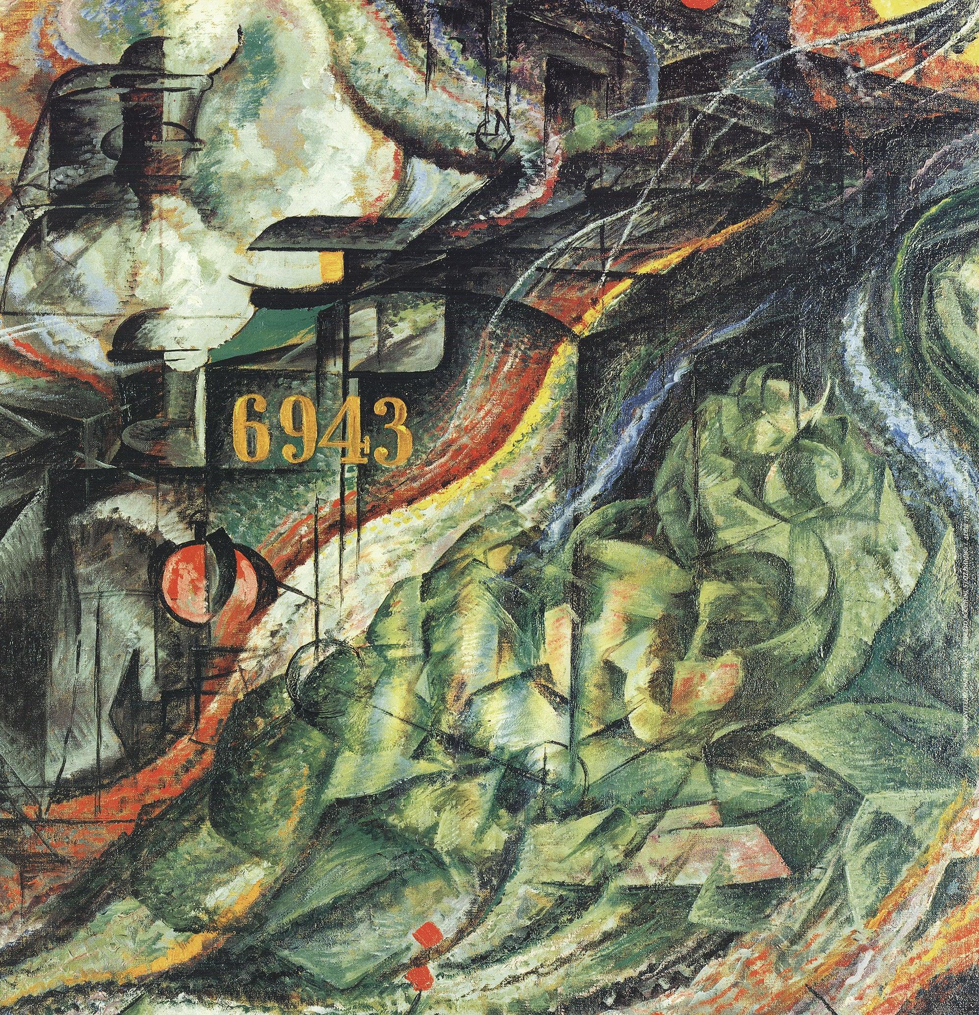 Umberto Boccioni 'The Farewells' Contemporary Green, Orange Offset Lithograph For Sale 2