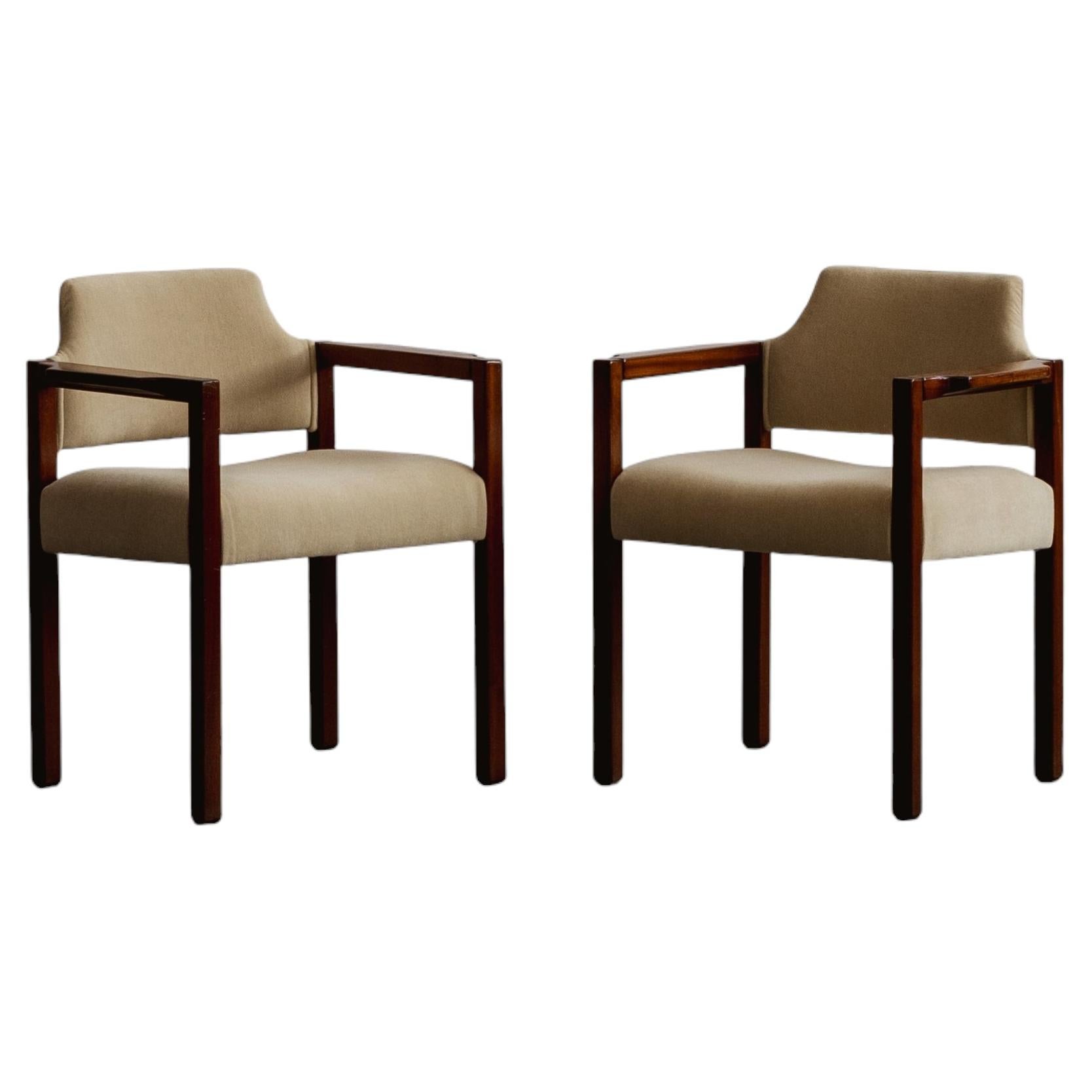 Umberto Brandigi "Jollina" Chairs for Poltronova, Butter Velvet, 1960s, Set of 2