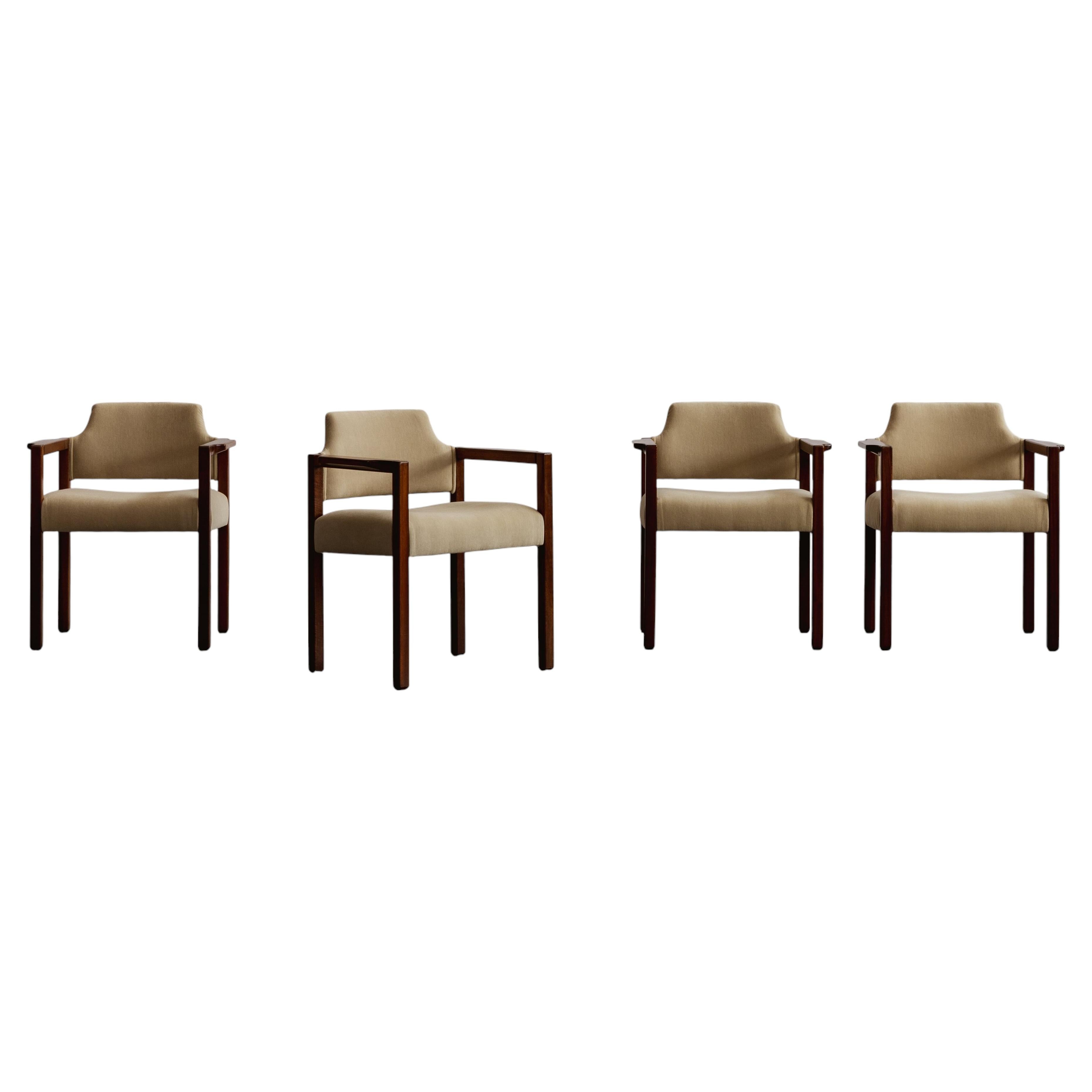 Umberto Brandigi "Jollina" Chairs for Poltronova, Butter Velvet, 1960s, Set of 4