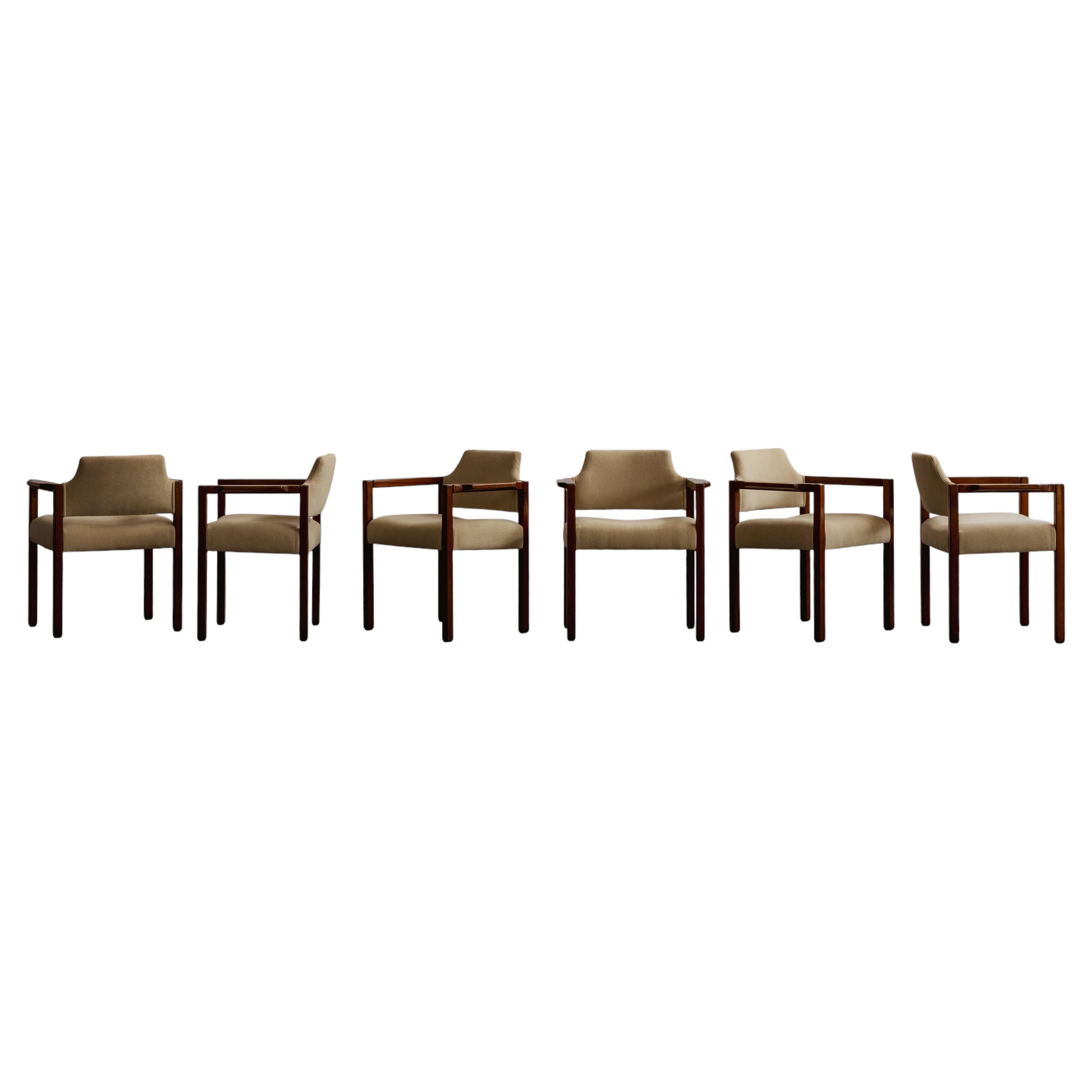 Umberto Brandigi "Jollina" Chairs for Poltronova, Butter Velvet, 1960s, Set of 6