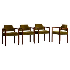 Umberto Brandigi "Jollina" Chairs for Poltronova, Green Velvet, 1960s, Set of 4