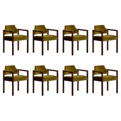 Umberto Brandigi "Jollina" Chairs for Poltronova, Green Velvet, 1960s, Set of 8