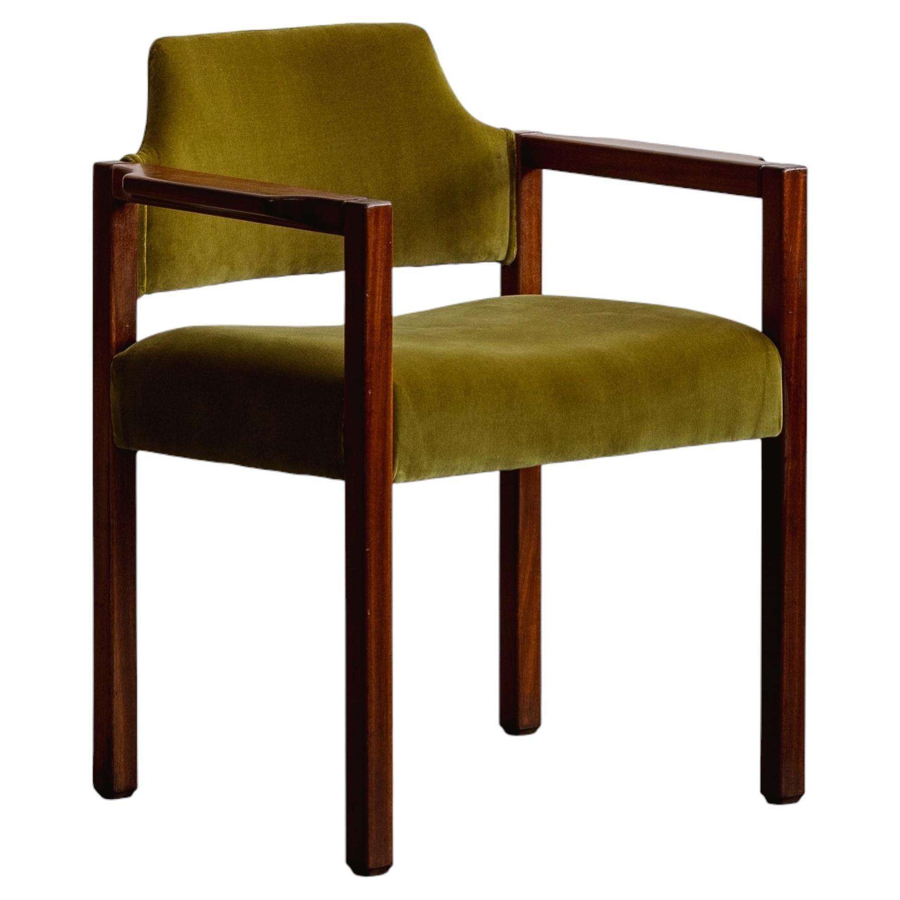 Umberto Brandigi "Jollina" Dining Chair for Poltronova, Green Velvet, 1960s