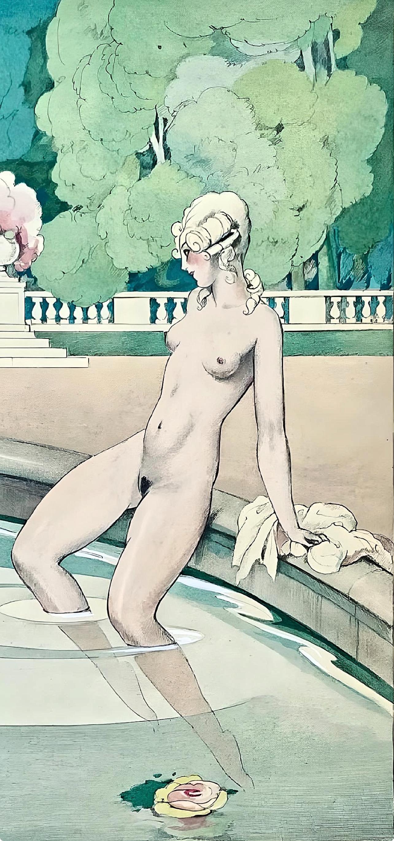 Brunelleschi, Composition, La Leçon d'amour dans un parc (d'après) - Print de Umberto Brunelleschi