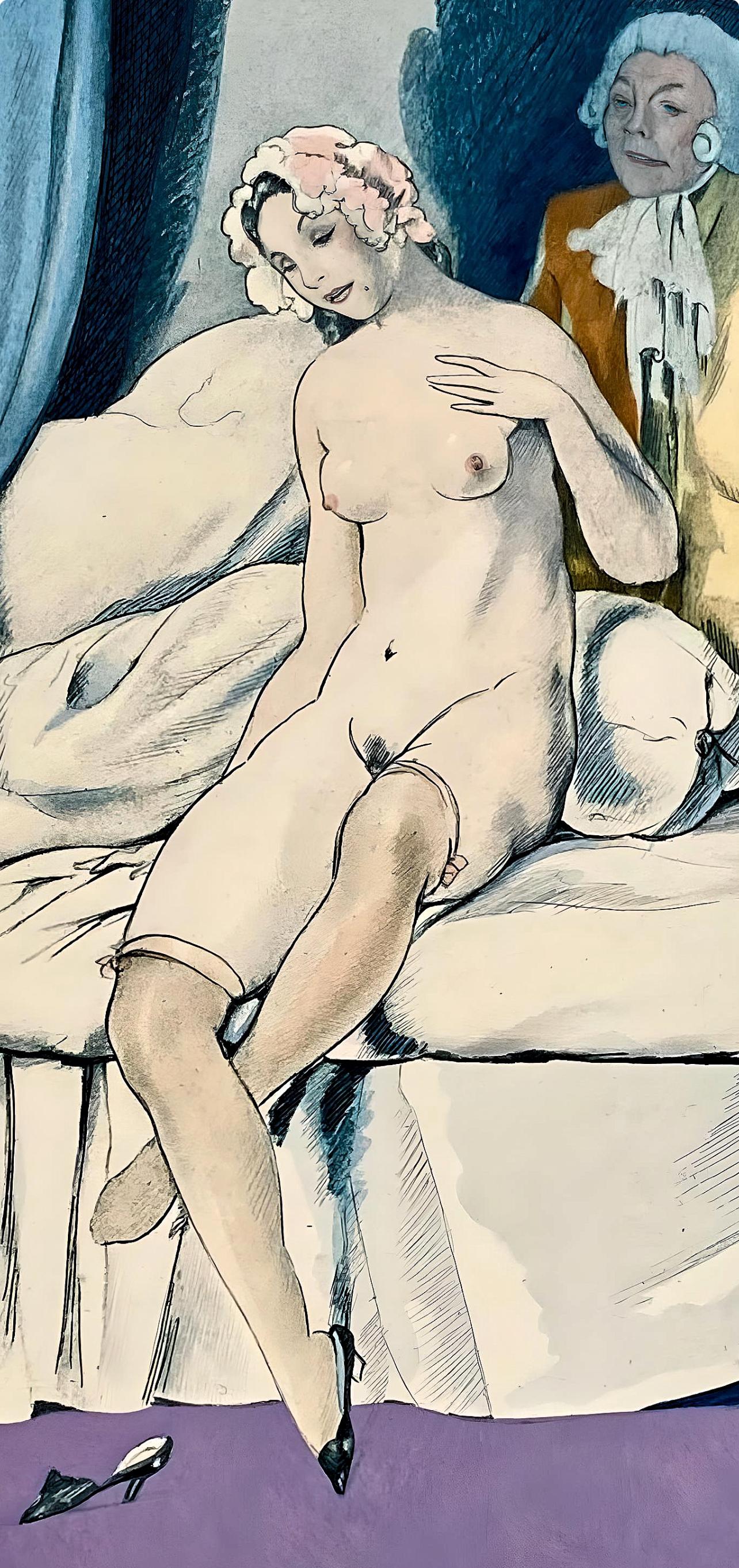 Brunelleschi, Composition, La Leçon d'amour dans un parc (d'après) - Print de Umberto Brunelleschi
