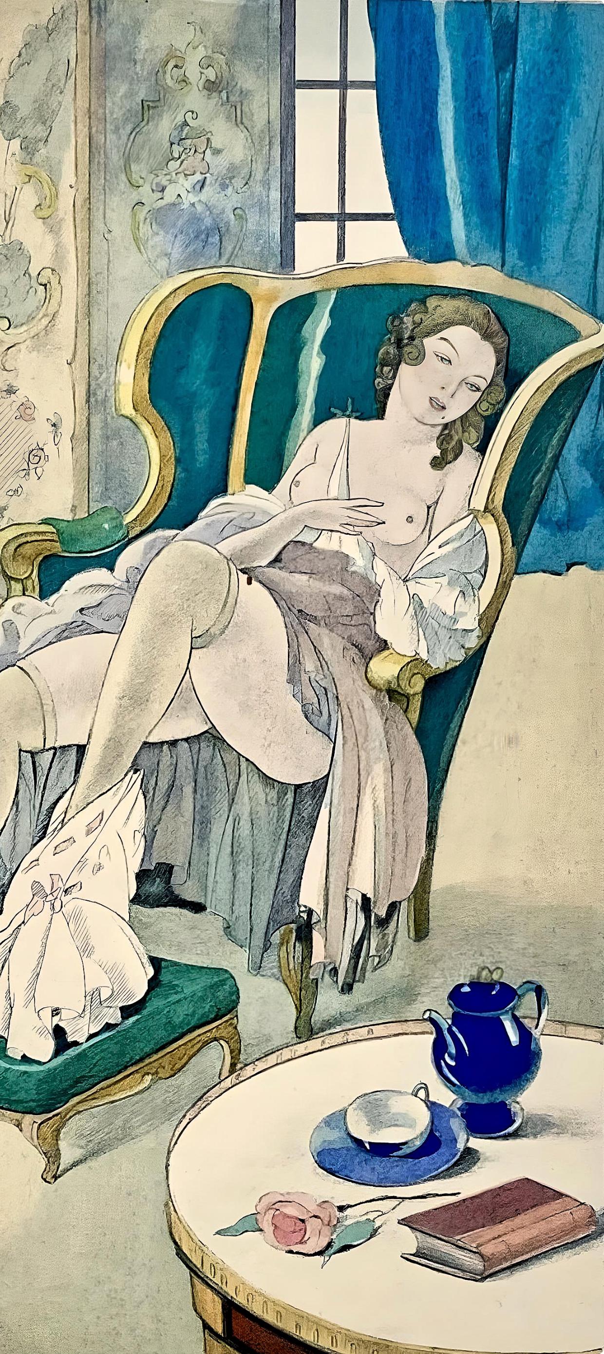 Brunelleschi, Composition, La Leçon d'amour dans un parc (d'après) - Print de Umberto Brunelleschi