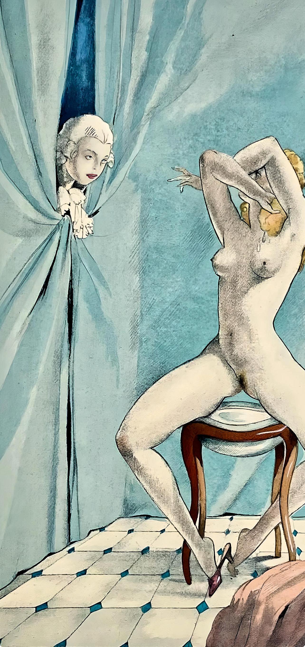 Brunelleschi, Composition, La Leçon d'amour dans un parc (d'après) - Print de Umberto Brunelleschi