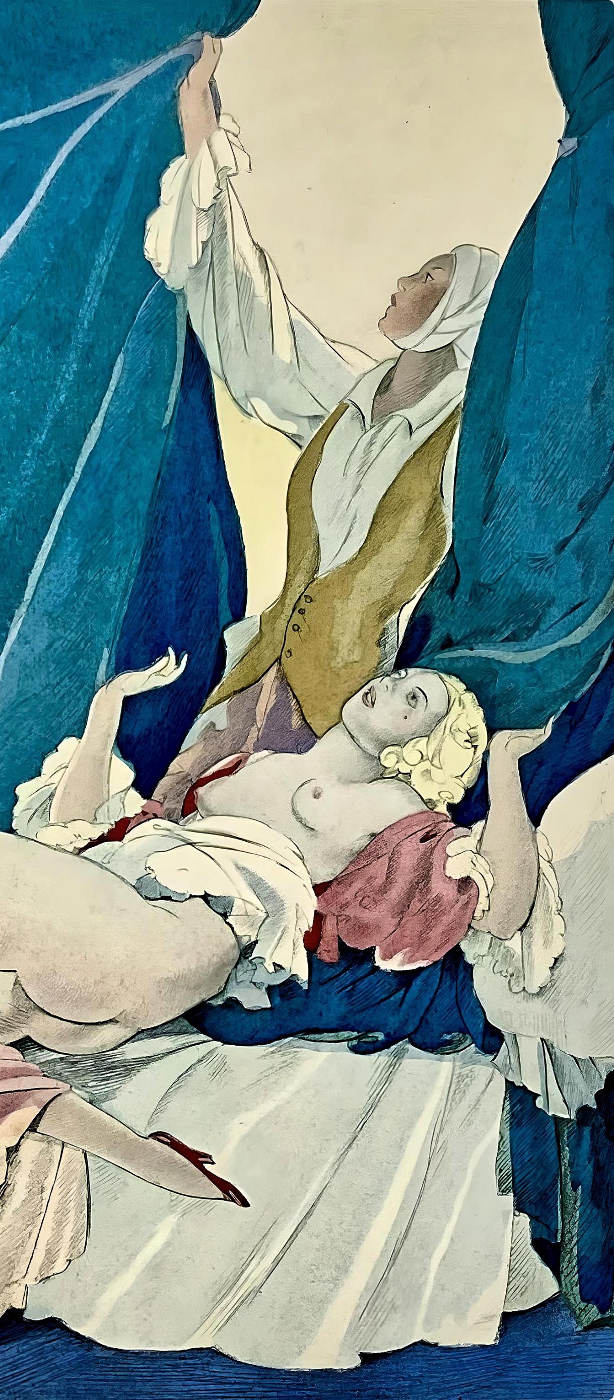 Brunelleschi, Composition, La Leçon d'amour dans un parc (after) - Print by Umberto Brunelleschi