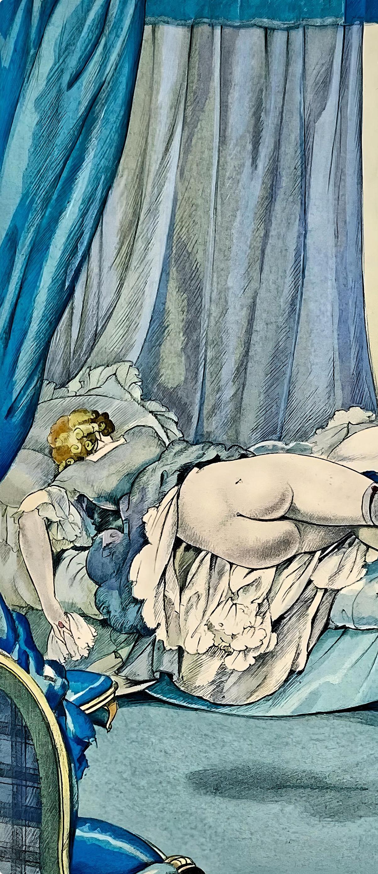 Brunelleschi, Composition, La Leçon d'amour dans un parc (d'après) - Print de Umberto Brunelleschi
