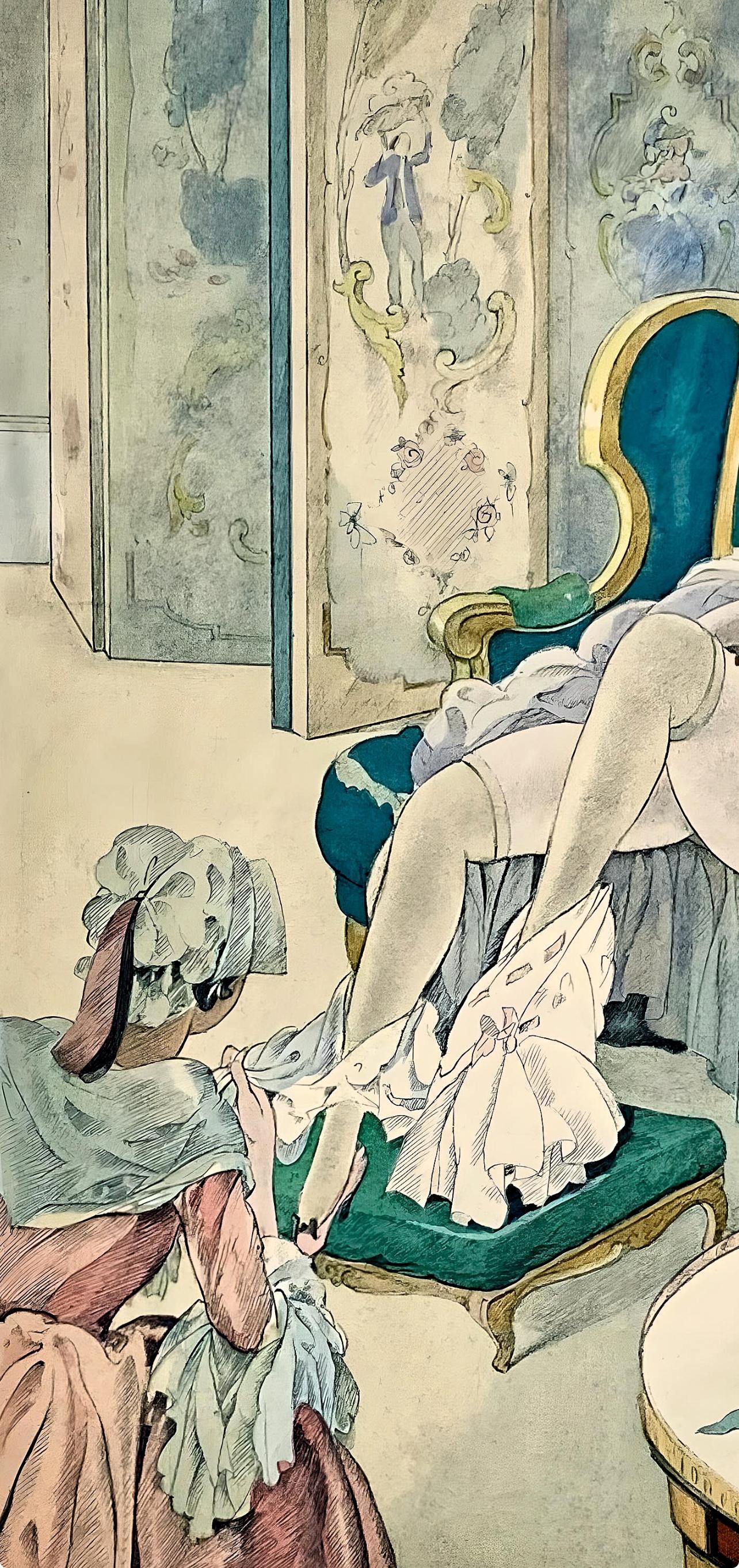 Brunelleschi, Composition, La Leçon d'amour dans un parc (d'après) - Moderne Print par Umberto Brunelleschi