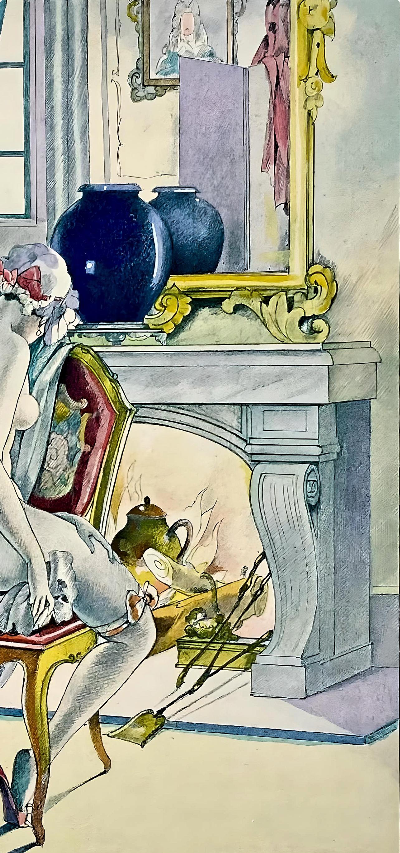 Brunelleschi, Composition, La Leçon d'amour dans un parc (d'après) - Moderne Print par Umberto Brunelleschi