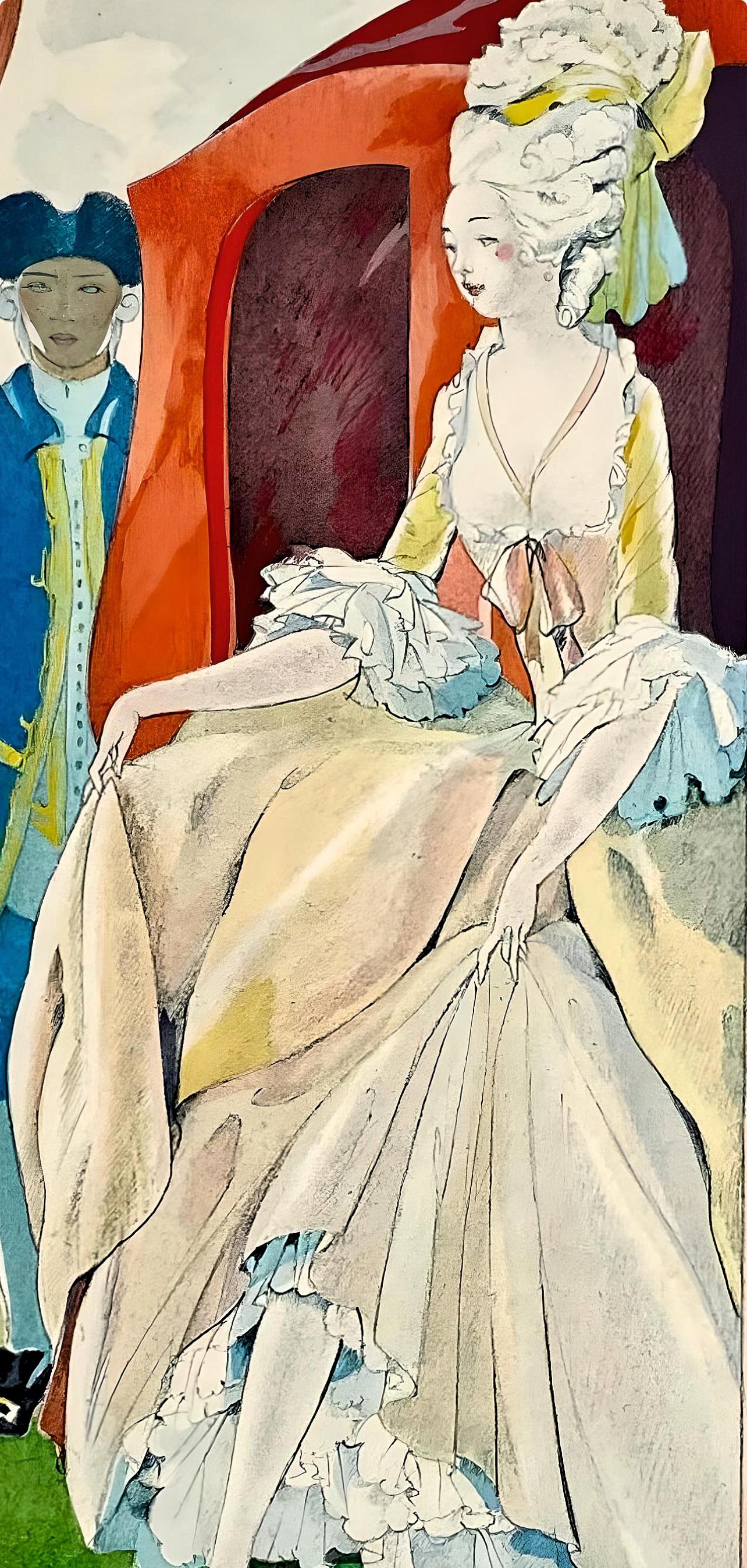 Brunelleschi, Composition, La Leçon d'amour dans un parc (after) - Beige Figurative Print by Umberto Brunelleschi