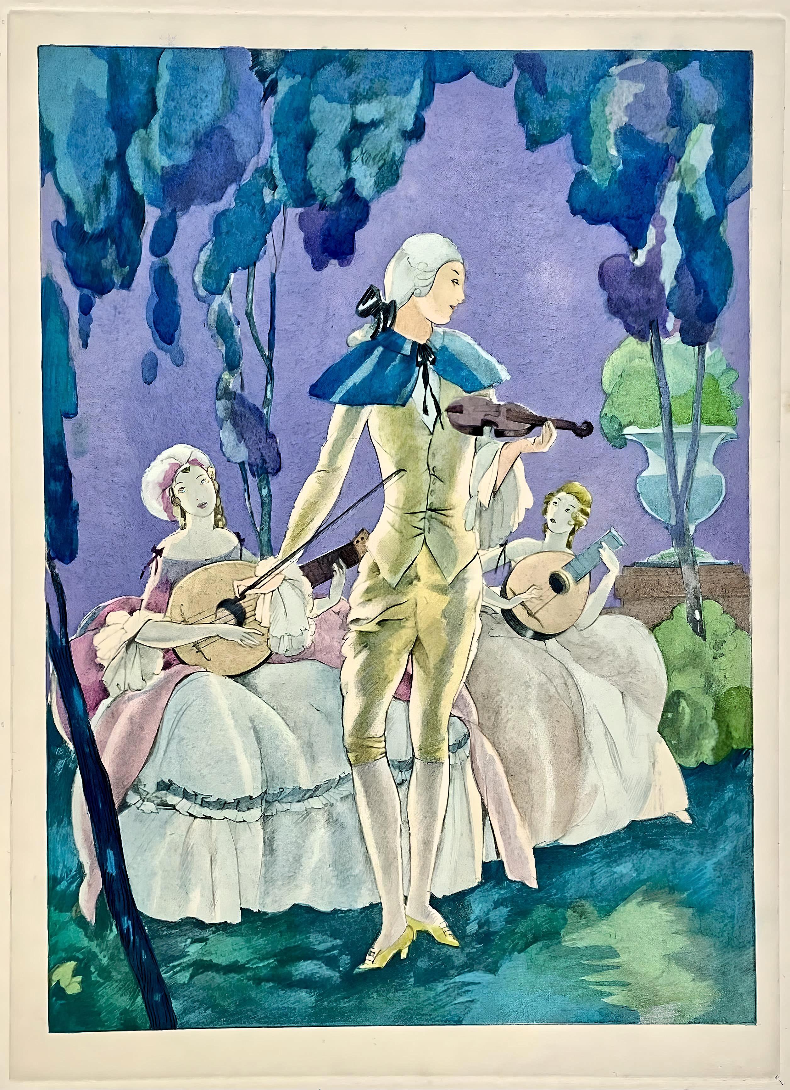 Lithograph and stencil on vélin d’Arches paper. Unsigned and unnumbered, as issued. Good condition. Notes: From the volume, La Leçon d'amour dans un parc, 1933. Published by Éditions Albin Michel, Paris; printed by Ateliers de Jacomet, Paris,