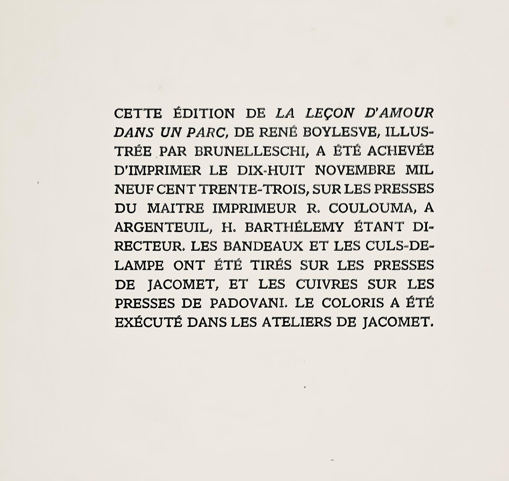 Brunelleschi, Composition, La Leçon d'amour dans un parc (after) For Sale 2