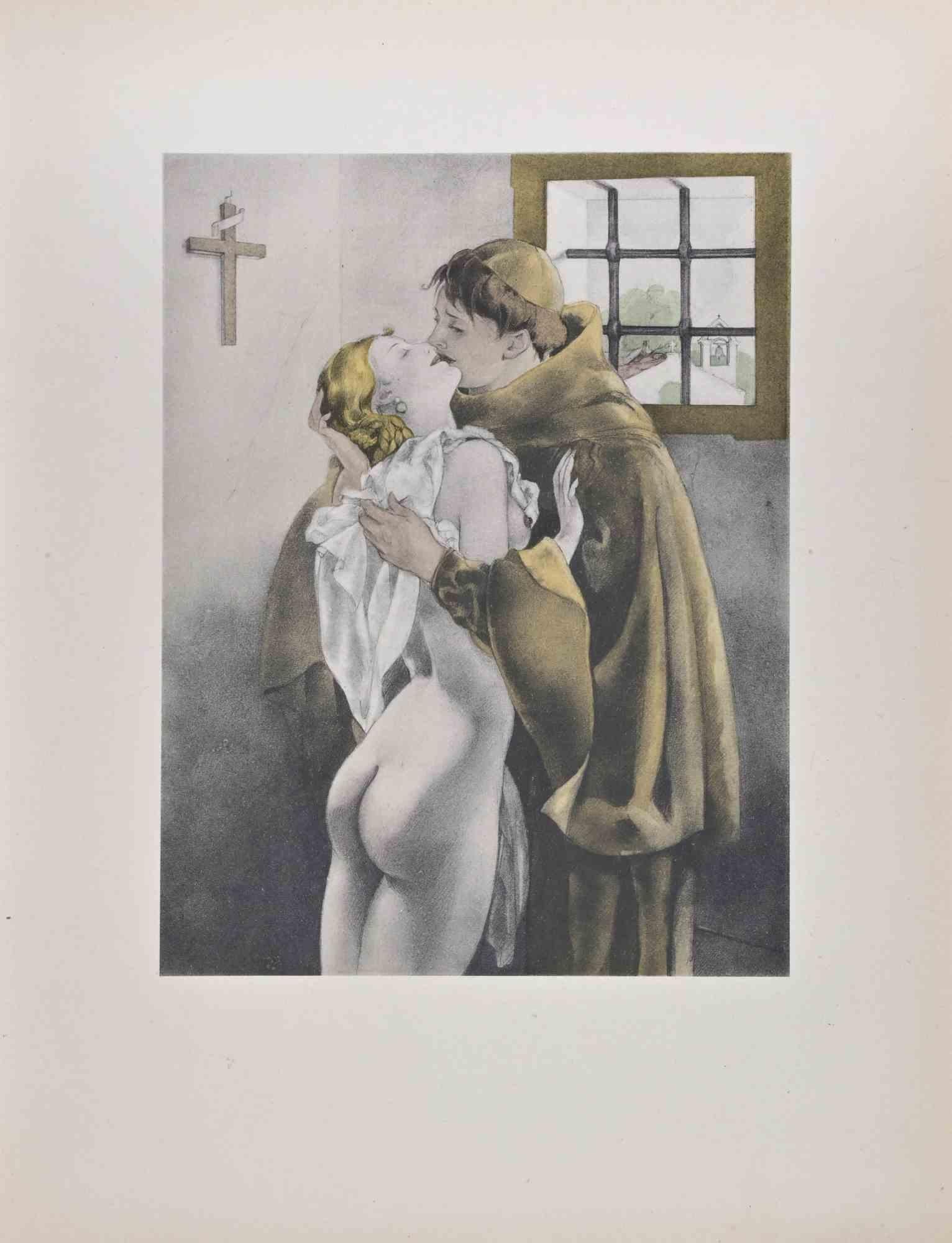 Les Amants es una litografía en color sobre papel marfil, realizada por el artista italiano Umberto Brunelleschi (Montemurlo 1879- París 1949).                                               

Ilustración para "Contes et Nouvelles" de La Fontaine
