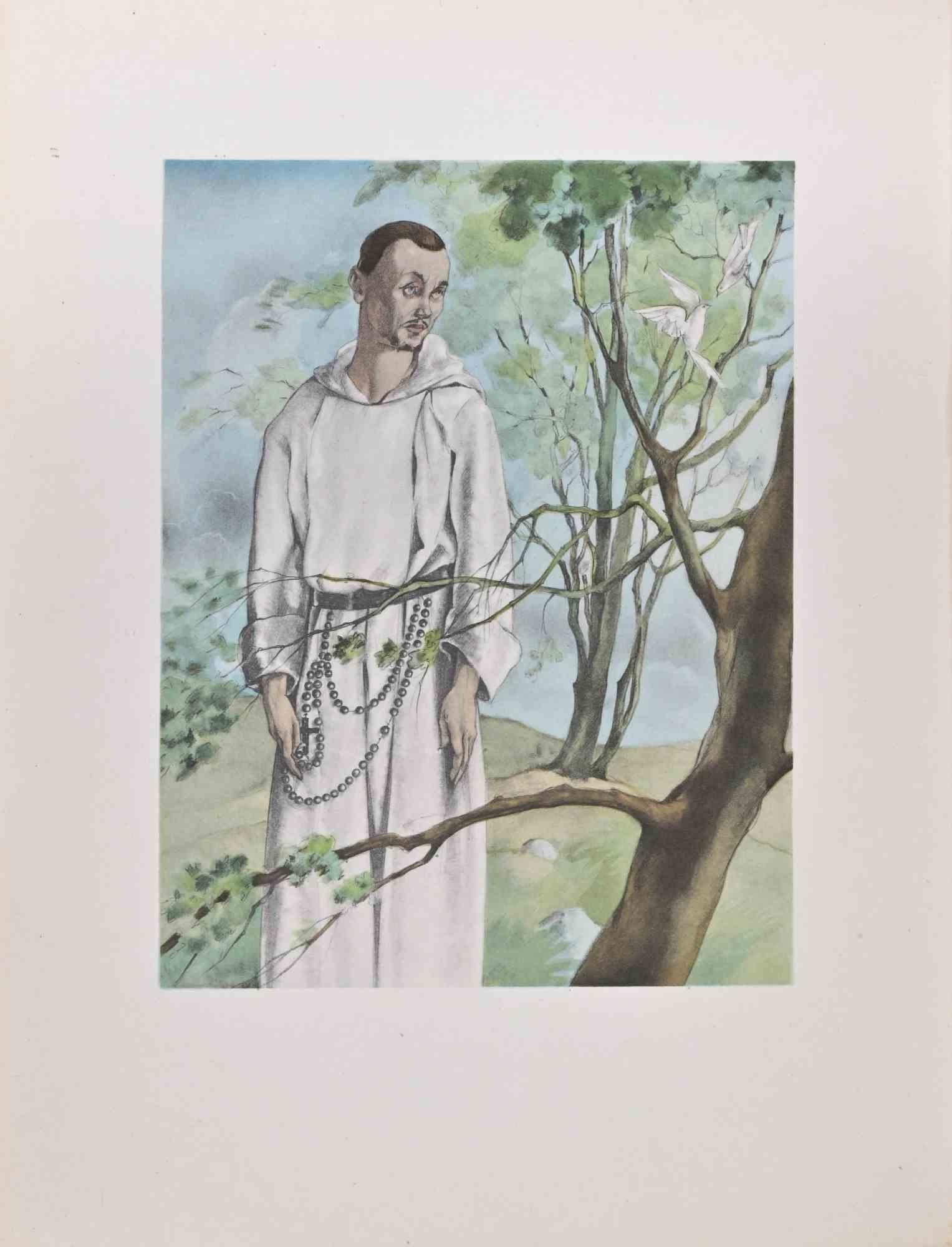 San Francesco è una litografia a colori su carta avorio, realizzata dall'artista italiano Umberto Brunelleschi (Montemurlo 1879- Parigi 1949).

Illustrazione per "Racconti e storie brevi" di La Fontaine (Gilbert Jeune, Librairie D'Amateurs 1937-38,
