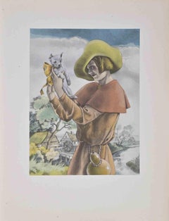 El pequeño cachorro - Litografía de Umberto Brunelleschi - Años 30
