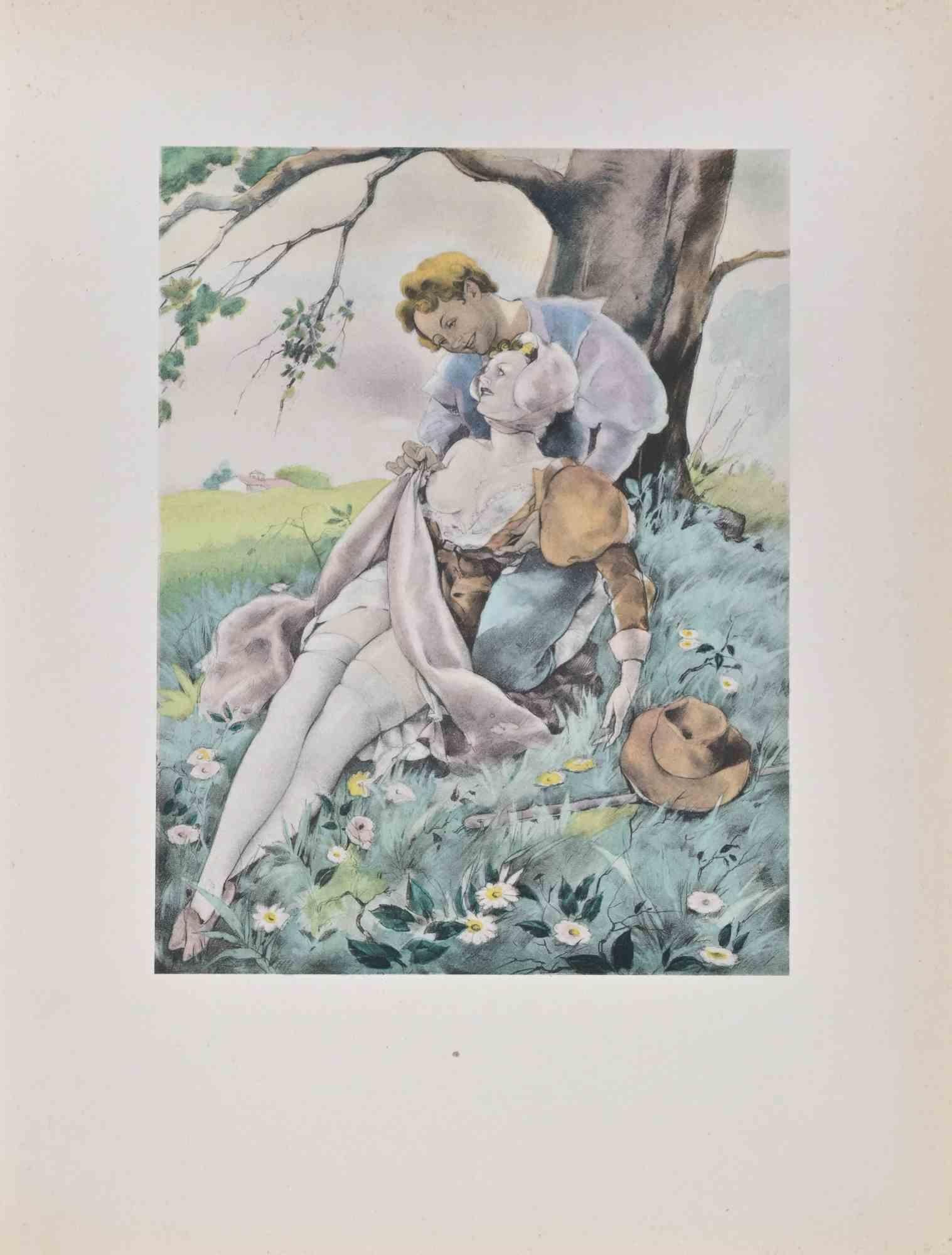 Gli amanti in campagna è una litografia a colori su carta avorio, realizzata dall'artista italiano Umberto Brunelleschi (Montemurlo 1879- Parigi 1949).

Illustrazione per "Racconti e storie brevi" di La Fontaine (Gilbert Jeune, Librairie D'Amateurs