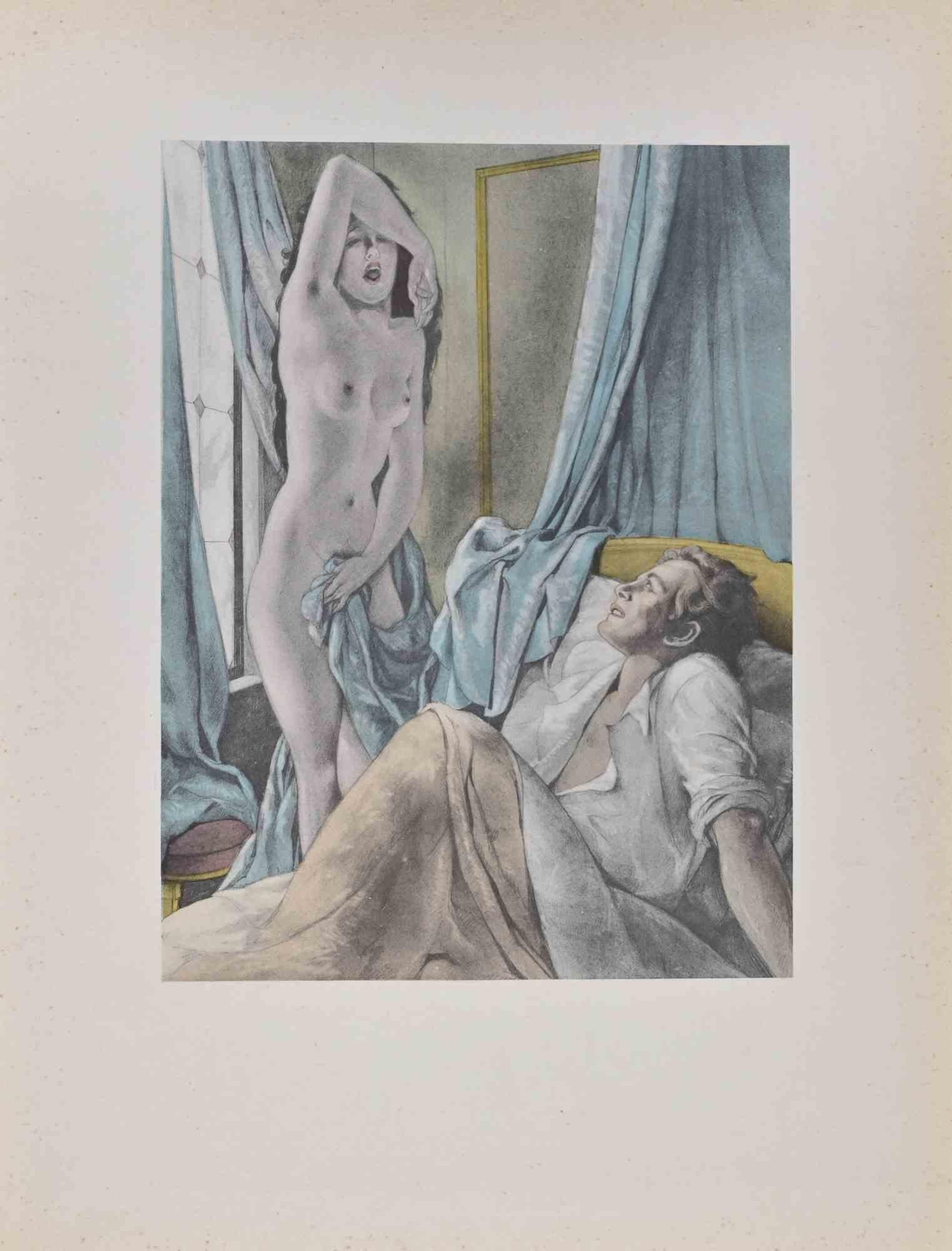 Gli Amanti è una litografia a colori su carta avorio, realizzata dall'artista italiano Umberto Brunelleschi (Montemurlo 1879- Parigi 1949).

Illustrazione per "Racconti e storie brevi" di La Fontaine (Gilbert Jeune, Librairie D'Amateurs 1937-38,