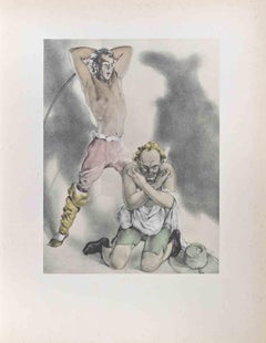 L'assassinio - Litografia di Umberto Brunelleschi - Anni '30