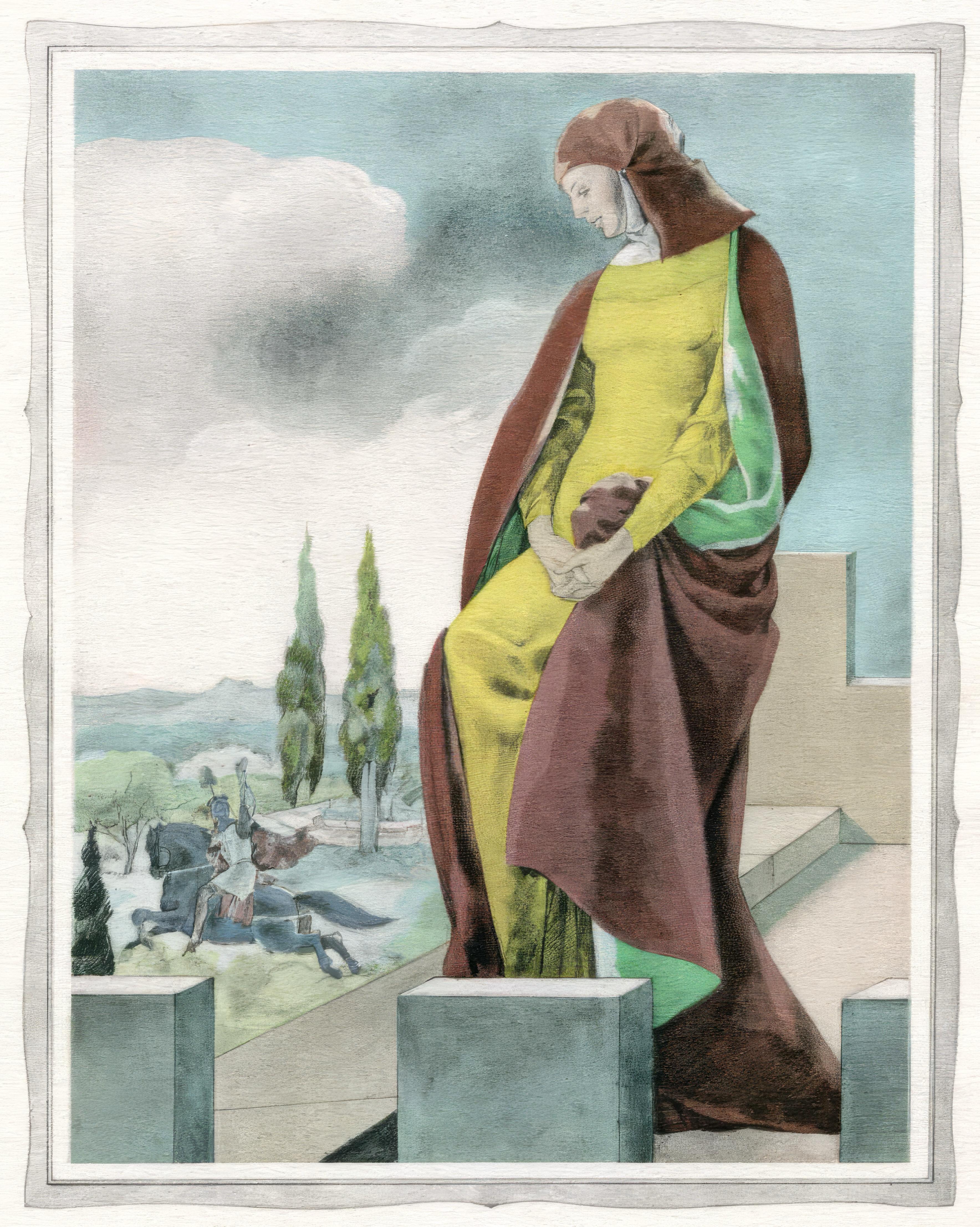 This exquisite lithograph and pochoir after Umberto Brunelleschi (1879–1949), titled Sans titre (Untitled), originates from the celebrated album Les contes de Boccace (The Tales of Boccaccio), published by Gibert Jeune, Librairie d
Amateurs, Paris.
