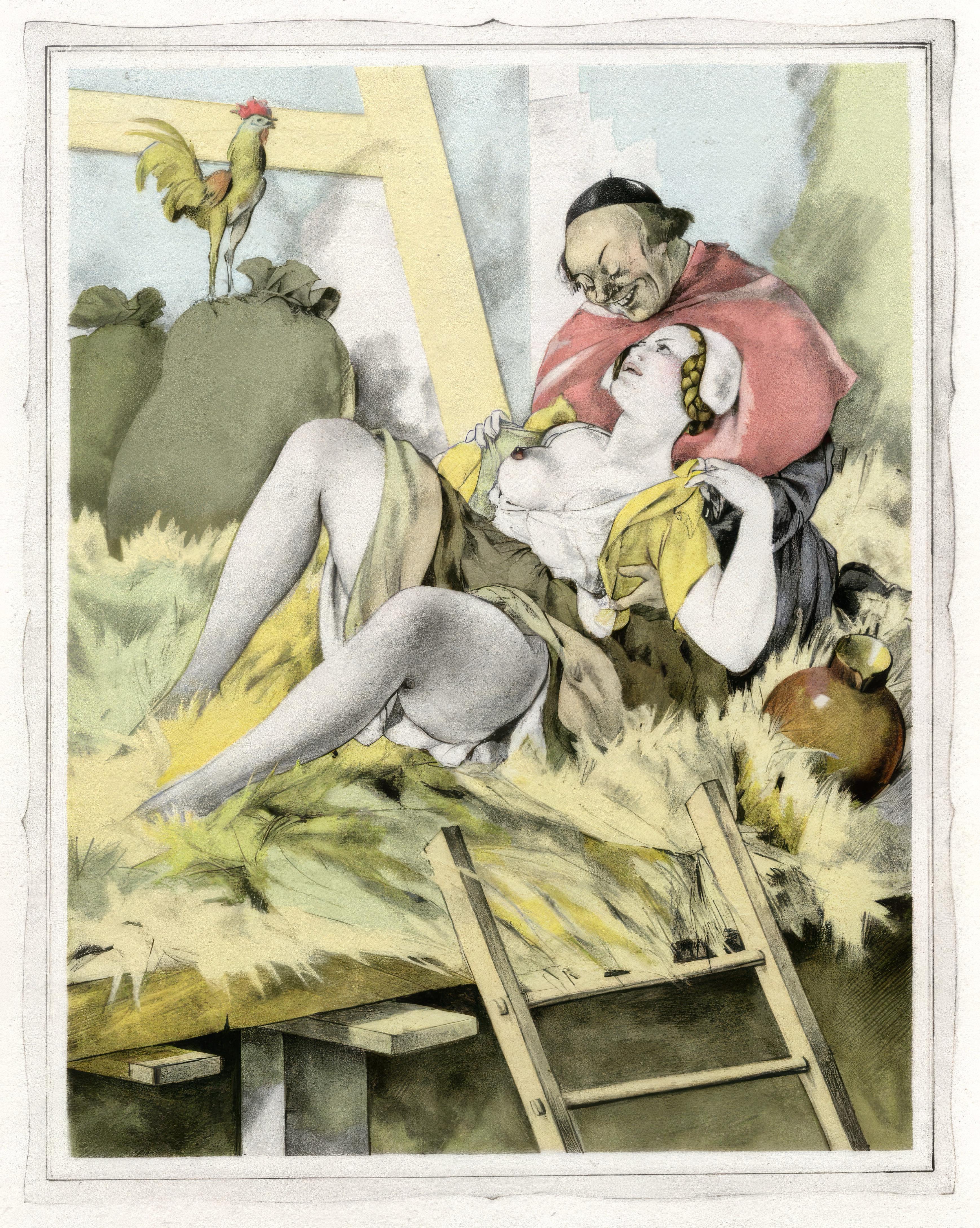 This exquisite lithograph and pochoir after Umberto Brunelleschi (1879–1949), titled Sans titre (Untitled), originates from the celebrated album Les contes de Boccace (The Tales of Boccaccio), published by Gibert Jeune, Librairie d
Amateurs, Paris.