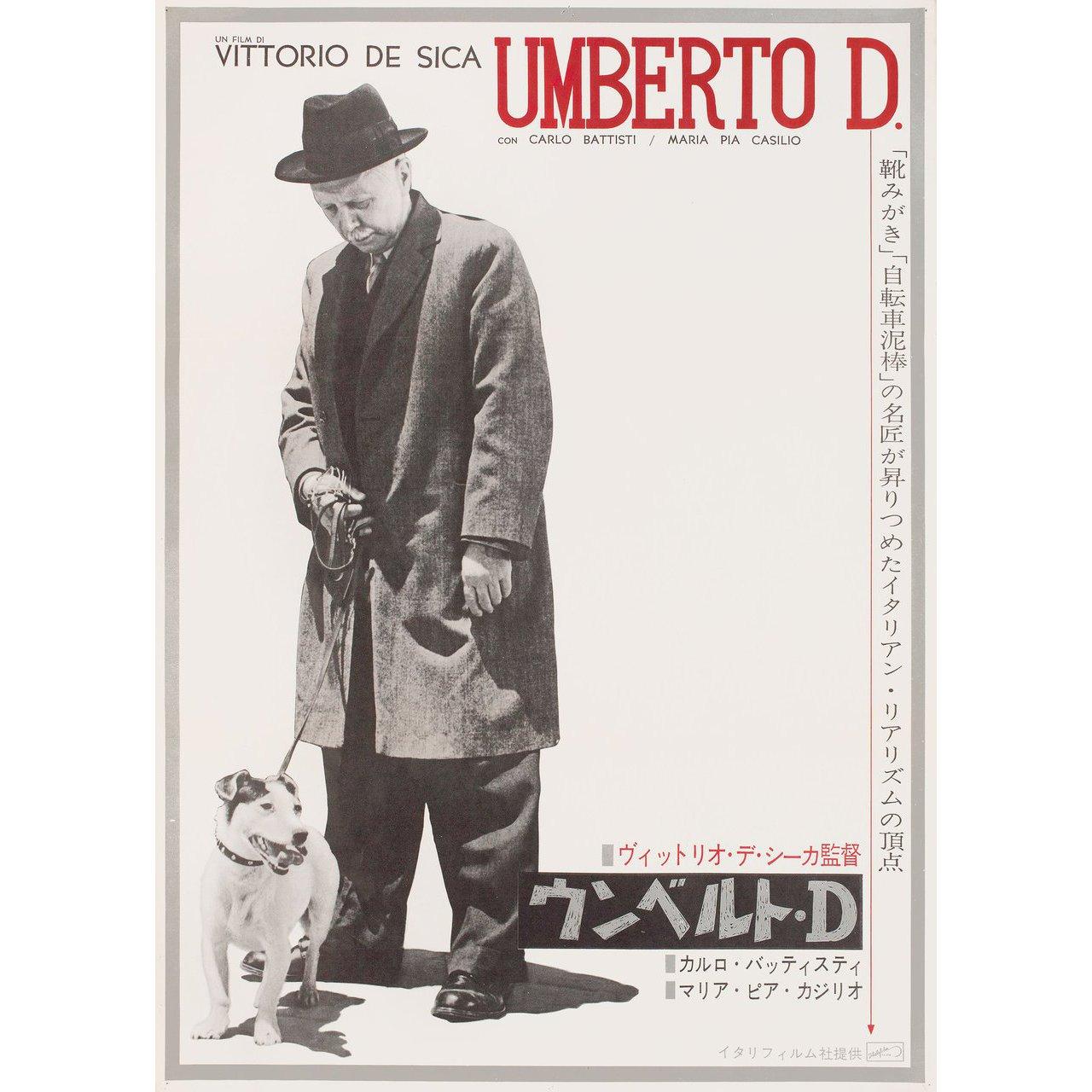 Original 1962 Japanese B2 poster for the first Japanese theatrical release of the 1952 film Umberto D. directed by Vittorio De Sica with Carlo Battisti / Maria Pia Casilio / Lina Gennari / Ileana Simova. Very Good-Fine condition, rolled. Please