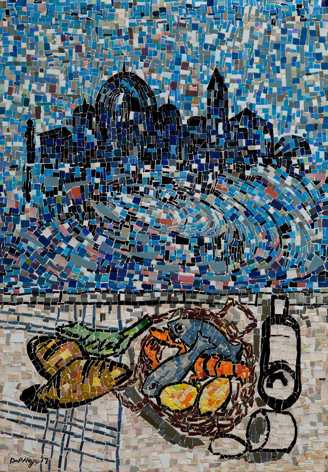 Panneau de mosaïque de Umberto Del Negro « La basilique Saint-Marc depuis un fenêtre »  en vente 2
