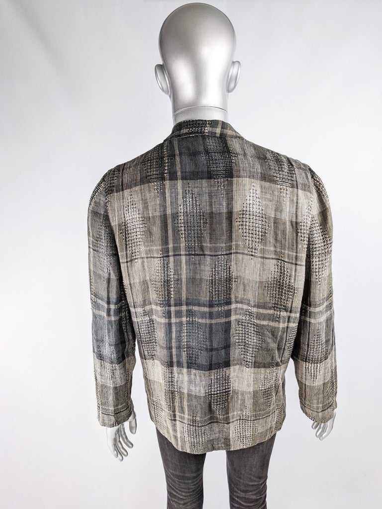 Small Umberto Ginocchietti 1970s Plaid Jacket with Velvet Trim