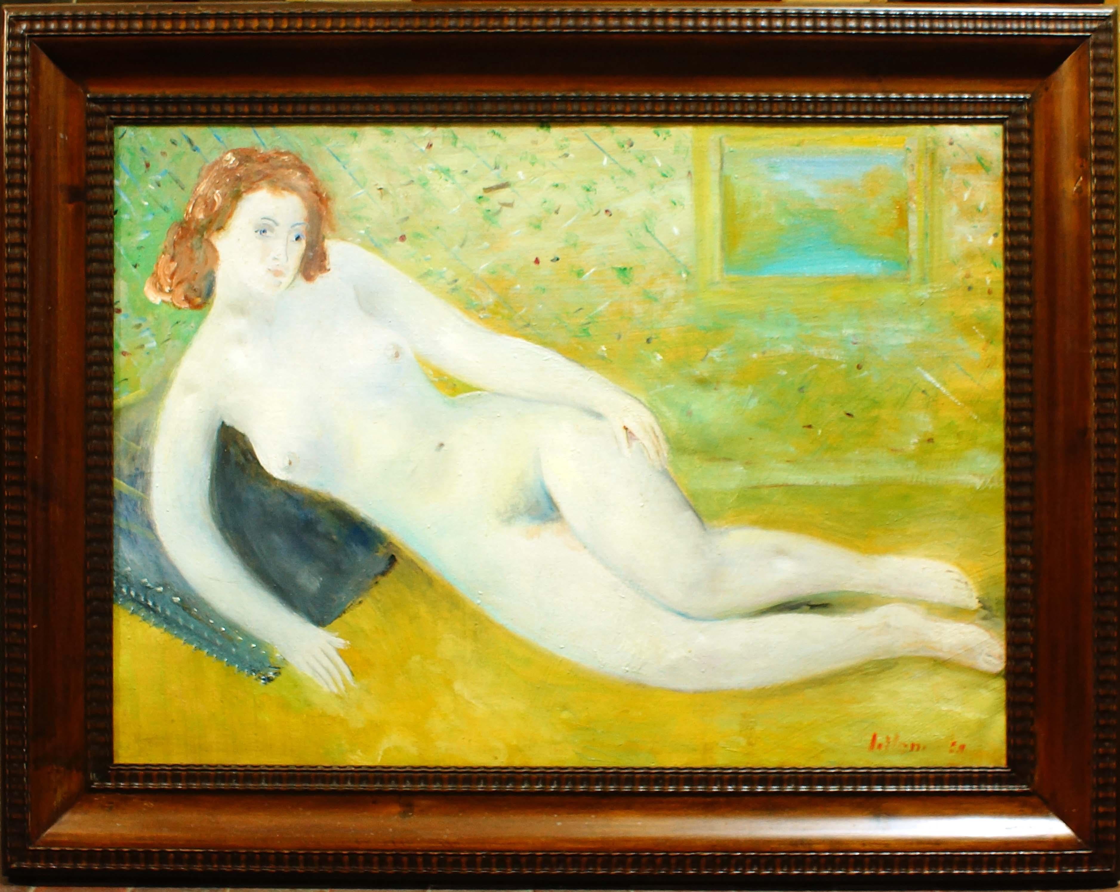 Nude – Original Öl auf Leinwand von Umberto Lilloni – 1958 im Angebot 1