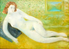 Vintage Nude - Original Oil on Canvas by Umberto Lilloni - 1958