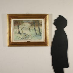 Snowfall in Bosco di Corniglio, 1957, Umberto Lilloni Oil on Canvas 20th Century