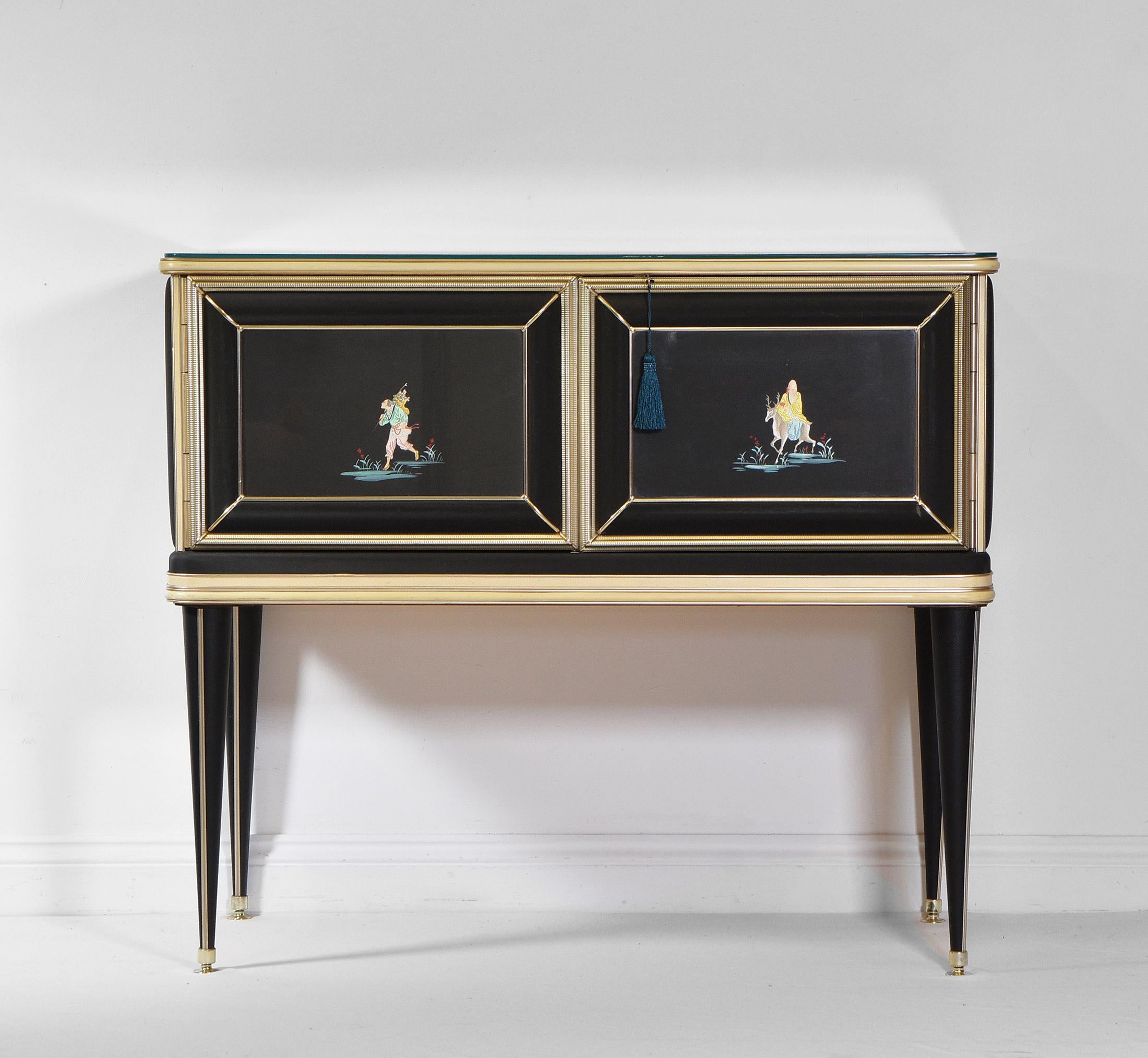 A unique mid-century Italian chinoiserie sideboard designed by Umberto Mascagni for Harrods. Circa 1960s.

*Free delivery for all areas in mainland England & Wales only. Delivery to room of choice by a two person team. Items are left packed. Please