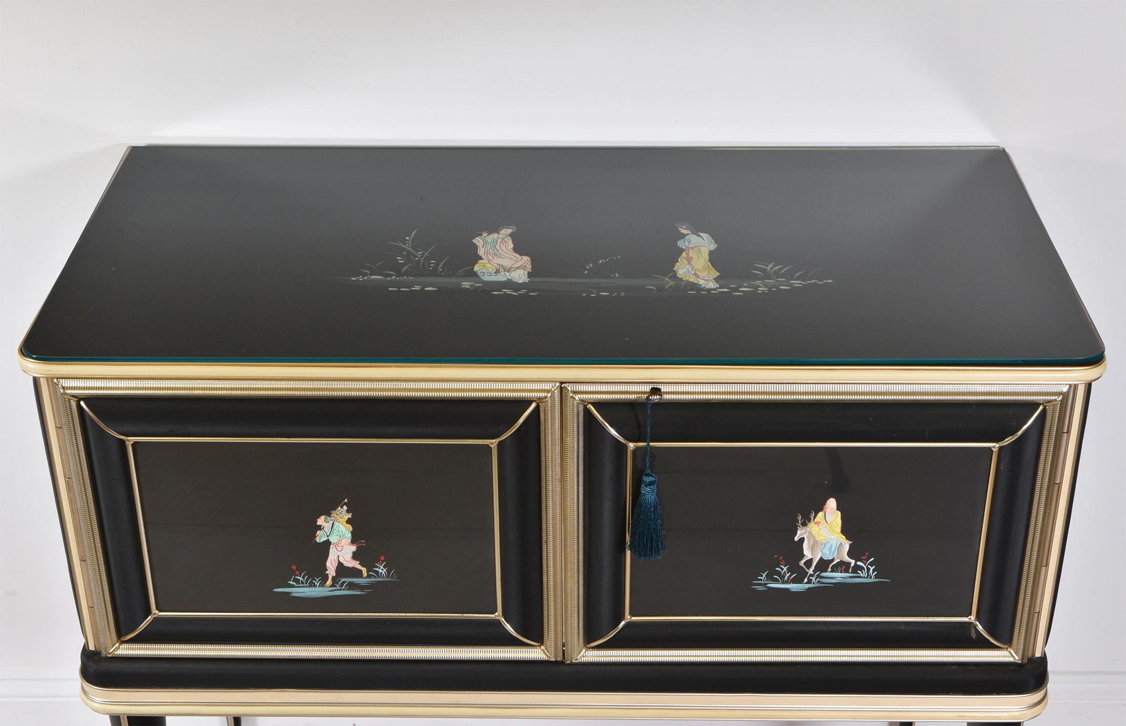 Mid-Century Modern Umberto Mascagni Chinoiserie Mid Century Sideboard Cabinet from Harrods London